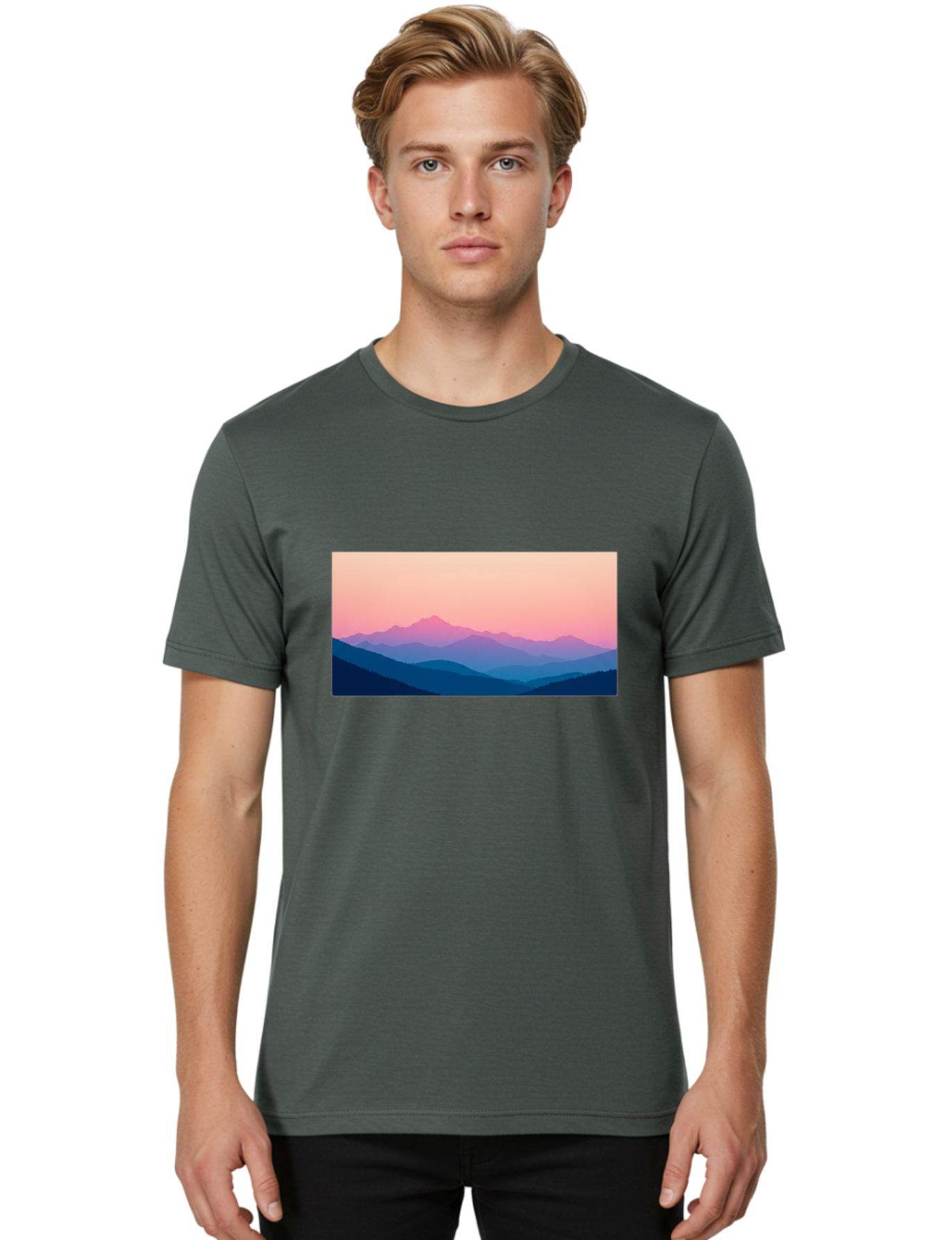 Mountain-Silhouettes Men'S Graphic Tee, 100% Cotton, Comfortable Casual Summer Wear, Machine Washable, Vintage Camera, Old Camera, Antique Camera, Black Camera, Classic Photography, Photography Equipment, Nostalgic Device, Film Camera, Bak913