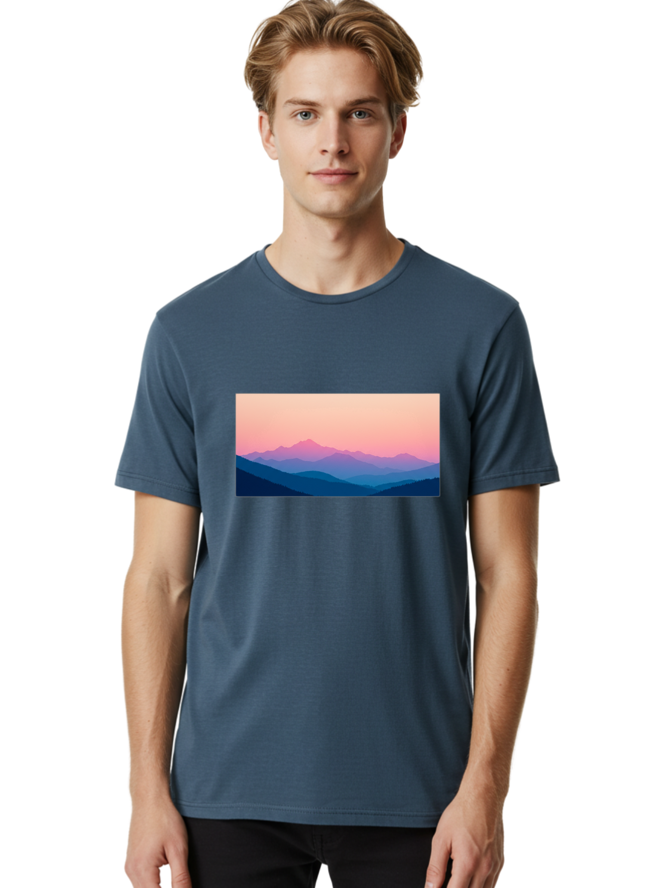 Mountain-Silhouettes Men'S Graphic Tee, 100% Cotton, Comfortable Casual Summer Wear, Machine Washable, Vintage Camera, Old Camera, Antique Camera, Black Camera, Classic Photography, Photography Equipment, Nostalgic Device, Film Camera, Bak913