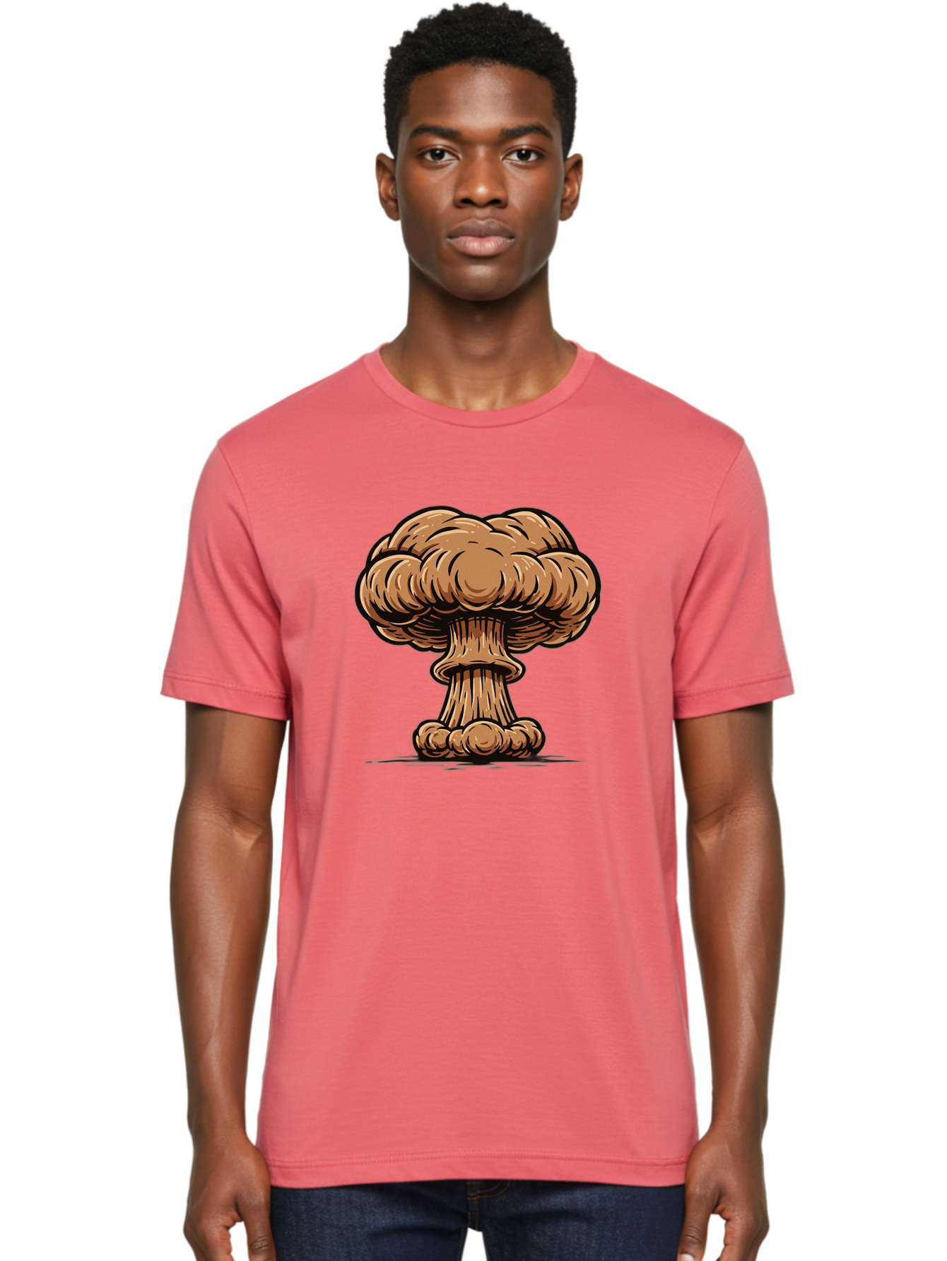 Mushroom-Cloud Men'S Graphic Tee, 100% Cotton, Comfortable Casual Summer Wear, Machine Washable, Vintage Camera, Old Camera, Antique Camera, Black Camera, Classic Photography, Photography Equipment, Nostalgic Device, Film Camera, Camera Art Bak917