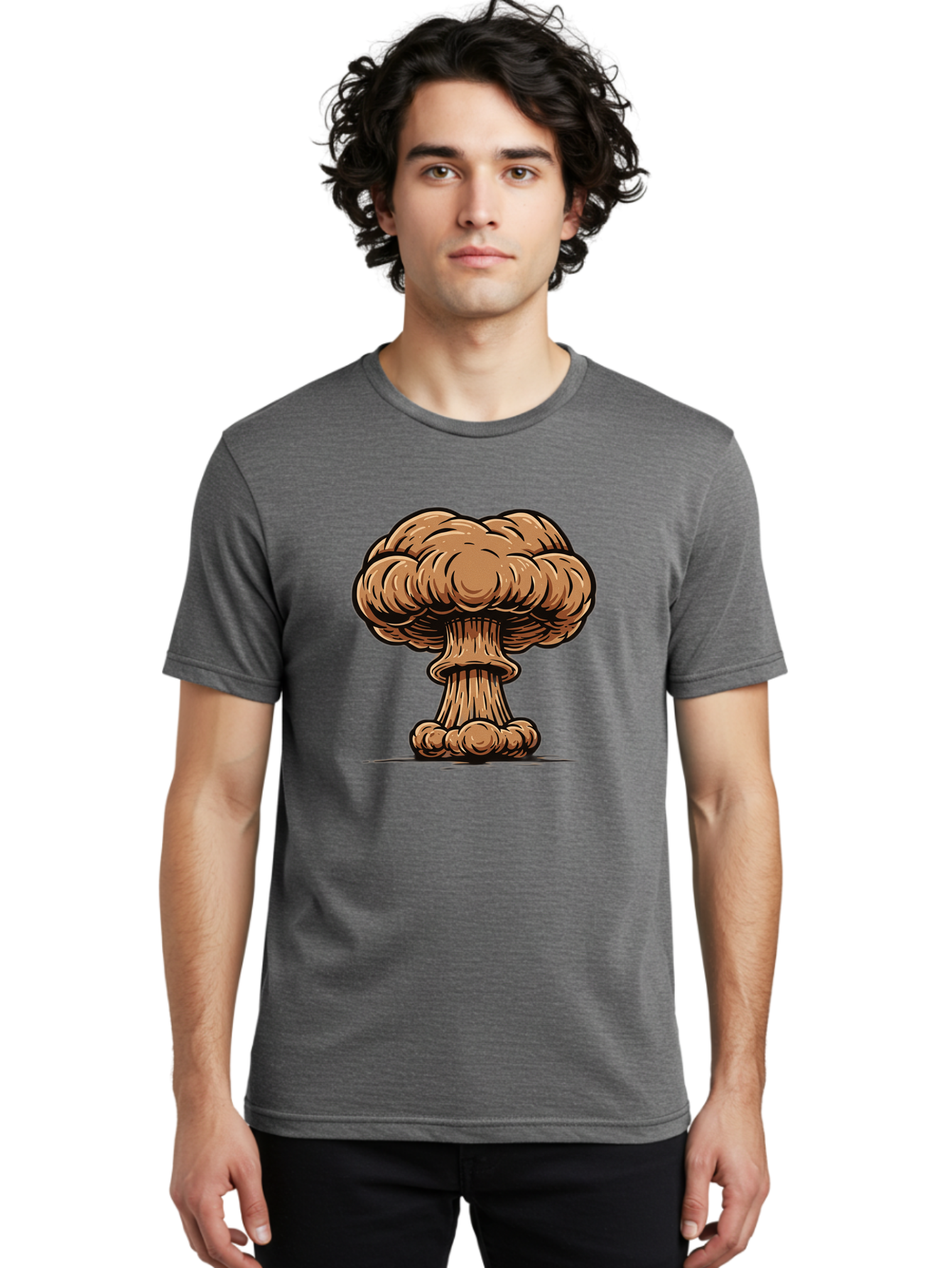 Mushroom-Cloud Men'S Graphic Tee, 100% Cotton, Comfortable Casual Summer Wear, Machine Washable, Vintage Camera, Old Camera, Antique Camera, Black Camera, Classic Photography, Photography Equipment, Nostalgic Device, Film Camera, Camera Art Bak917