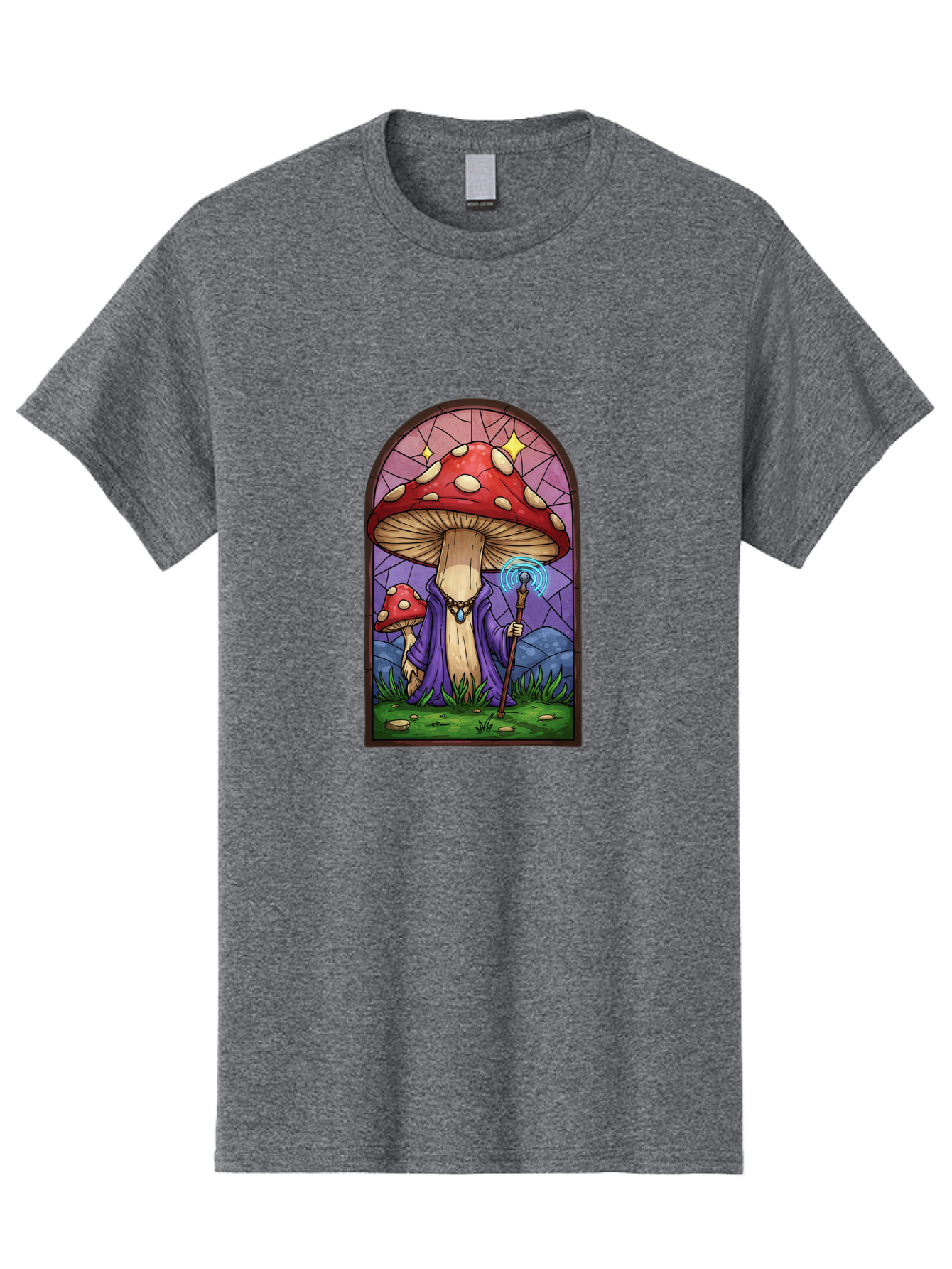 Mushroom-Wizard-Stained-Glass Men'S Graphic Tee, 100% Cotton, Comfortable Casual Summer Wear, Machine Washable, Vintage Camera, Old Camera, Antique Camera, Black Camera, Classic Photography, Photography Equipment, Nostalgic Device, Bak920