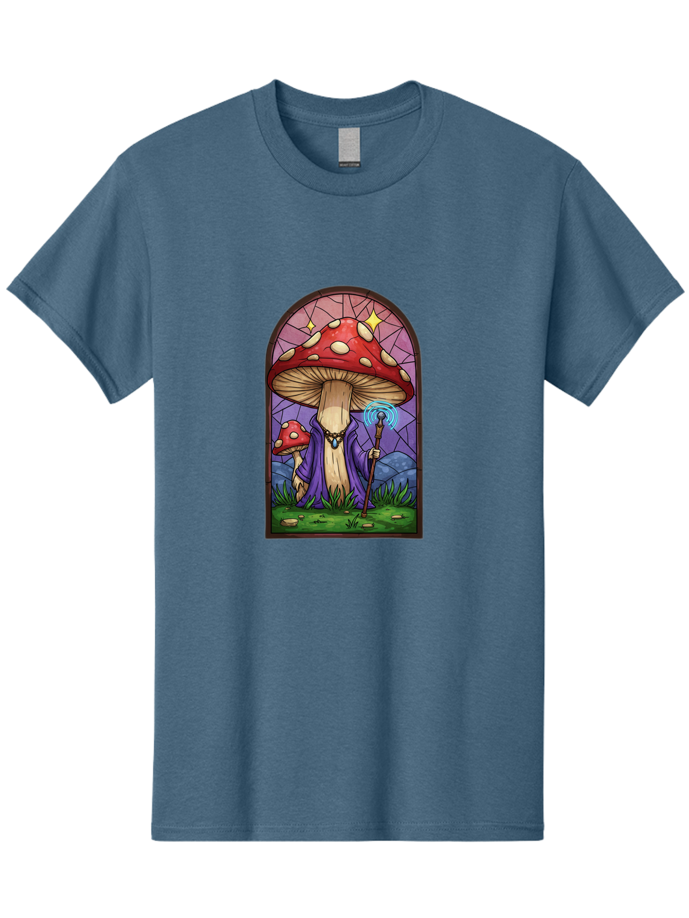 Mushroom-Wizard-Stained-Glass Men'S Graphic Tee, 100% Cotton, Comfortable Casual Summer Wear, Machine Washable, Vintage Camera, Old Camera, Antique Camera, Black Camera, Classic Photography, Photography Equipment, Nostalgic Device, Bak920