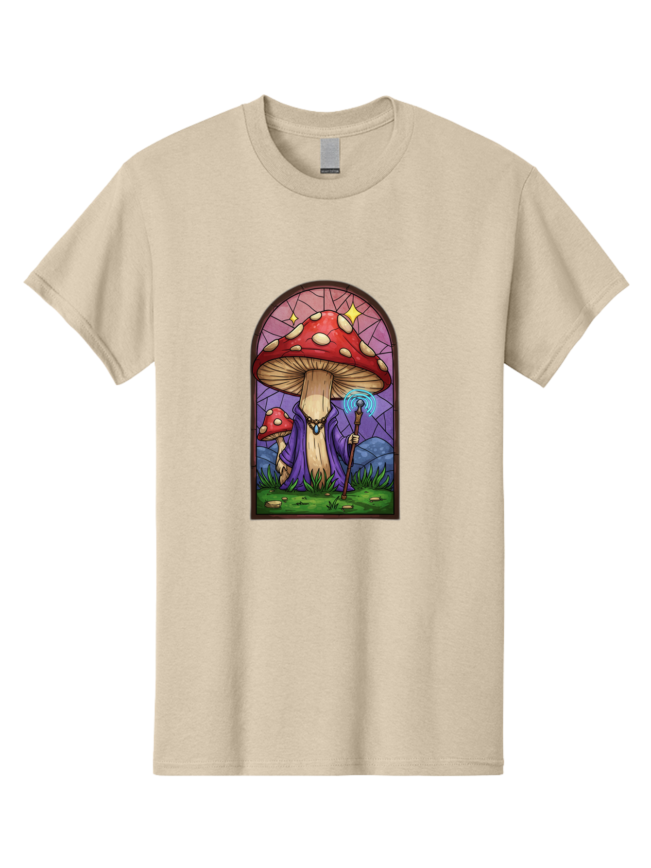 Mushroom-Wizard-Stained-Glass Men'S Graphic Tee, 100% Cotton, Comfortable Casual Summer Wear, Machine Washable, Vintage Camera, Old Camera, Antique Camera, Black Camera, Classic Photography, Photography Equipment, Nostalgic Device, Bak920