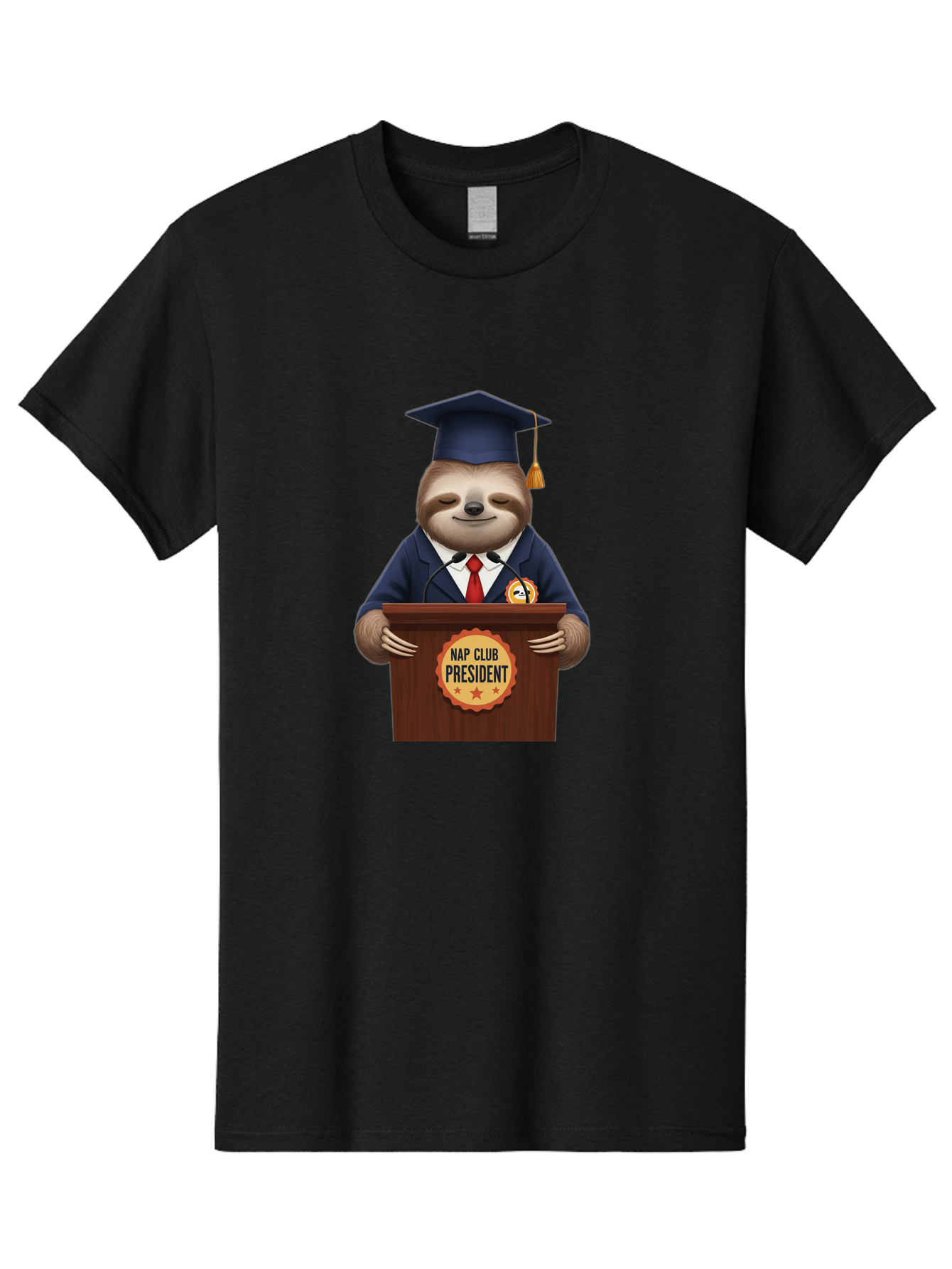 Nap-Club-President-Sloth Men'S Graphic Tee, 100% Cotton, Comfortable Casual Summer Wear, Machine Washable, Vintage Camera, Old Camera, Antique Camera, Black Camera, Classic Photography, Photography Equipment, Nostalgic Device, Film Camera, Bak933