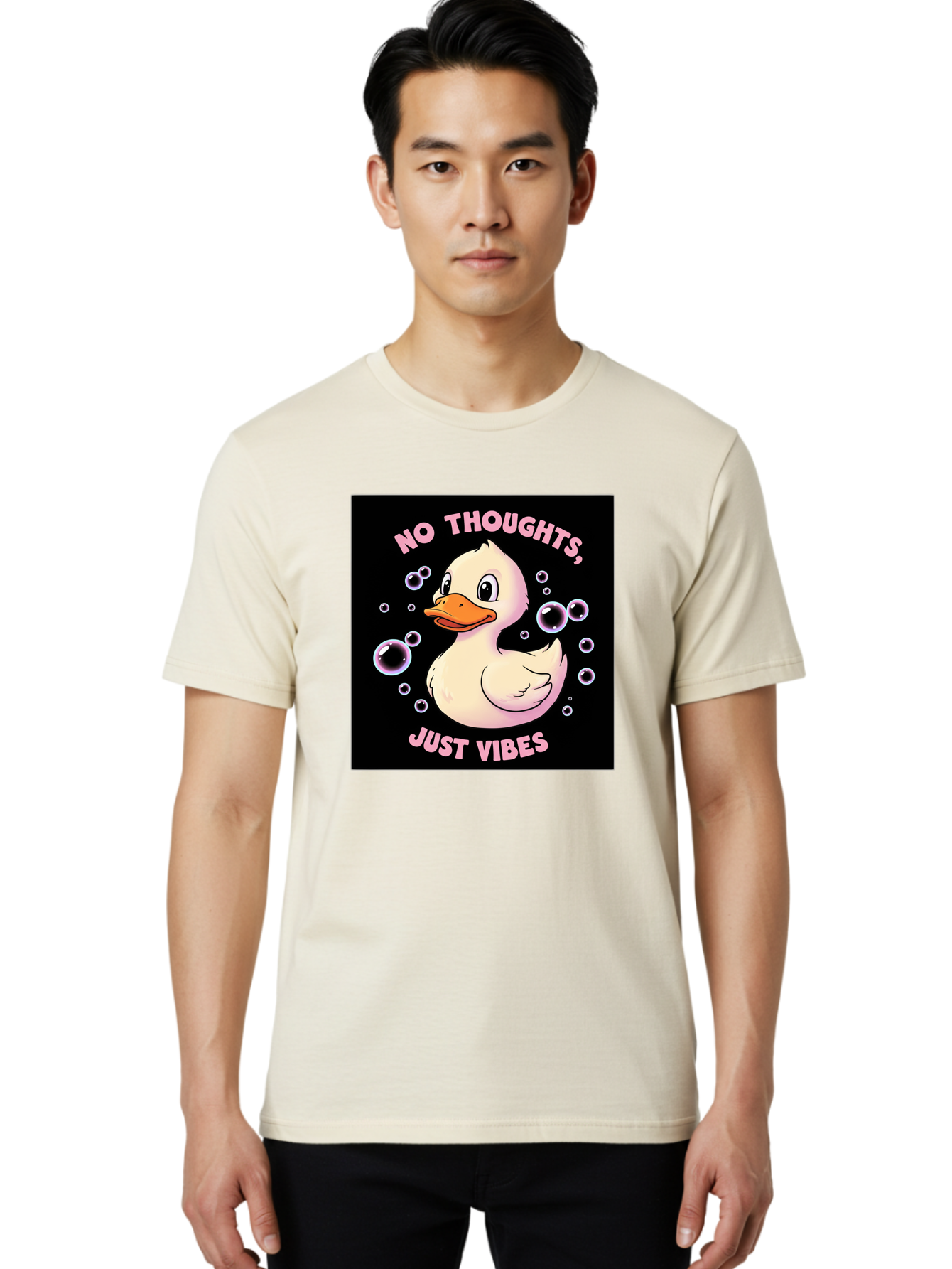 No-Thoughts-Just-Vibes-1 Men'S Graphic Tee, 100% Cotton, Comfortable Casual Summer Wear, Machine Washable, Vintage Camera, Old Camera, Antique Camera, Black Camera, Classic Photography, Photography Equipment, Nostalgic Device, Film Camera, Bak955