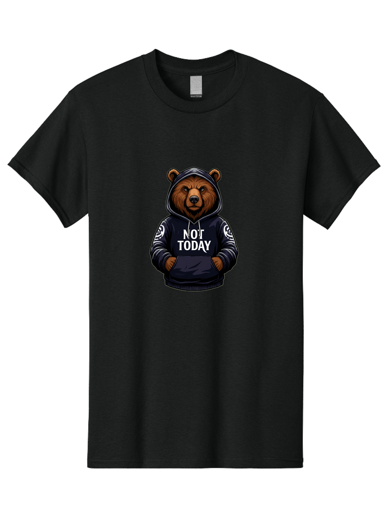 Not-Today-Bear-12 Men'S Graphic Tee, 100% Cotton, Comfortable Casual Summer Wear, Machine Washable, Vintage Camera, Old Camera, Antique Camera, Black Camera, Classic Photography, Photography Equipment, Nostalgic Device, Film Camera, Camera Art Bak960