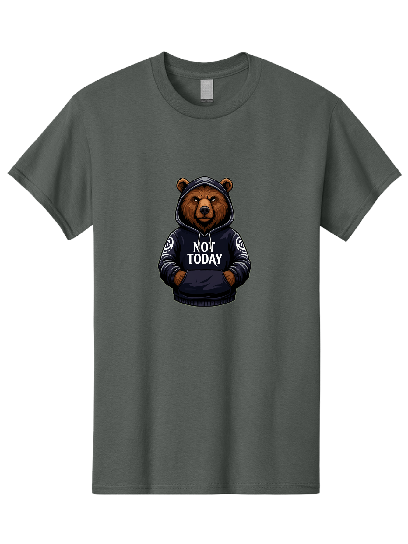 Not-Today-Bear-12 Men'S Graphic Tee, 100% Cotton, Comfortable Casual Summer Wear, Machine Washable, Vintage Camera, Old Camera, Antique Camera, Black Camera, Classic Photography, Photography Equipment, Nostalgic Device, Film Camera, Camera Art Bak960