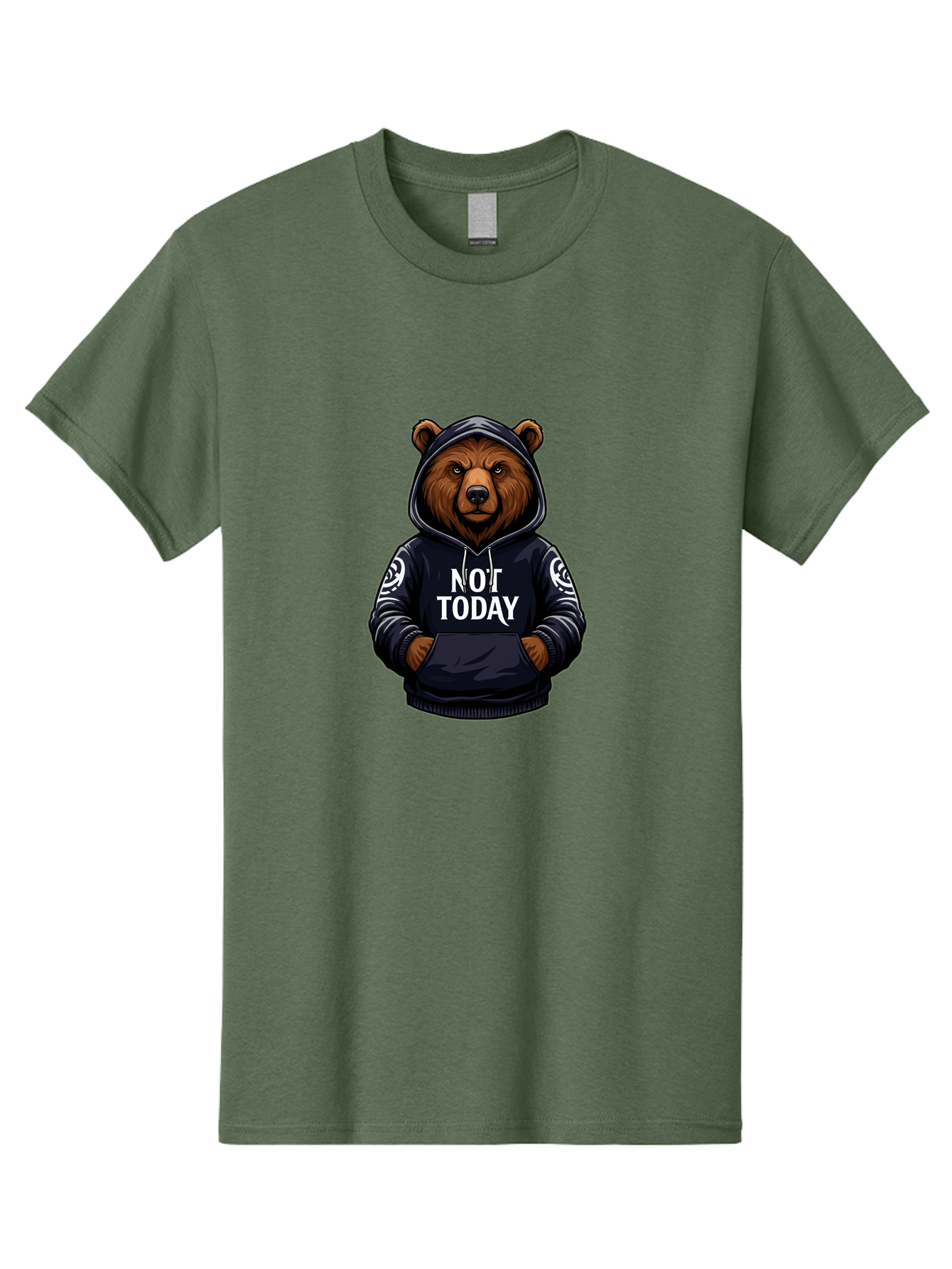 Not-Today-Bear-12 Men'S Graphic Tee, 100% Cotton, Comfortable Casual Summer Wear, Machine Washable, Vintage Camera, Old Camera, Antique Camera, Black Camera, Classic Photography, Photography Equipment, Nostalgic Device, Film Camera, Camera Art Bak960