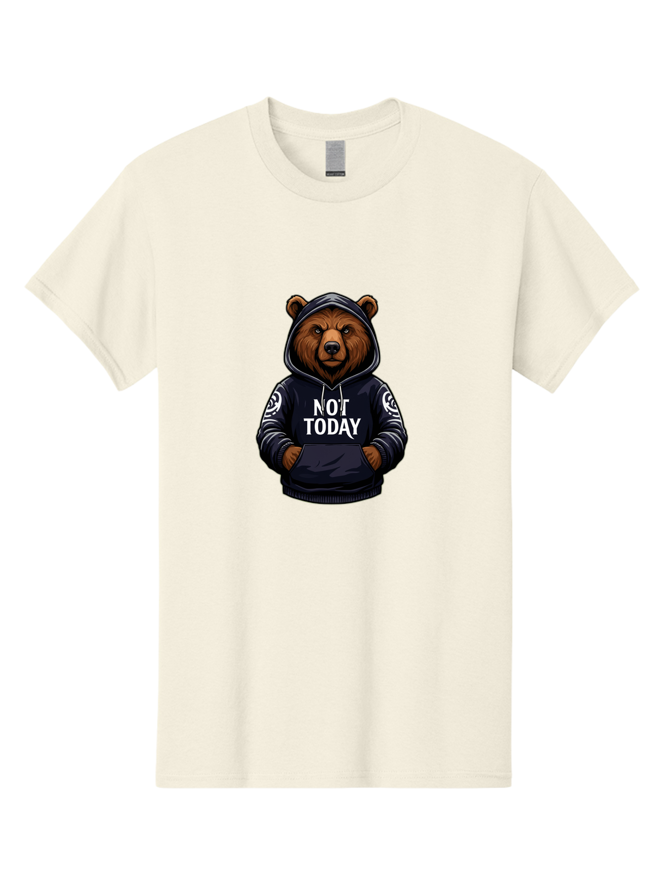 Not-Today-Bear-12 Men'S Graphic Tee, 100% Cotton, Comfortable Casual Summer Wear, Machine Washable, Vintage Camera, Old Camera, Antique Camera, Black Camera, Classic Photography, Photography Equipment, Nostalgic Device, Film Camera, Camera Art Bak960