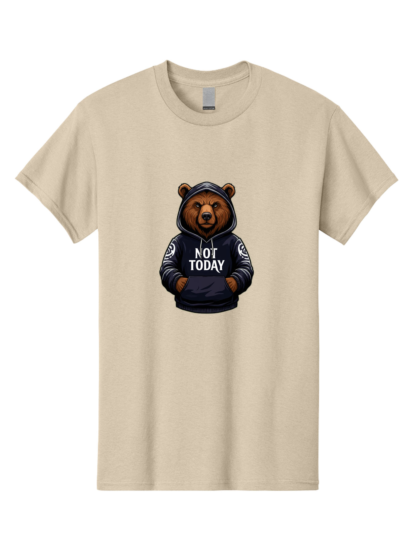 Not-Today-Bear-12 Men'S Graphic Tee, 100% Cotton, Comfortable Casual Summer Wear, Machine Washable, Vintage Camera, Old Camera, Antique Camera, Black Camera, Classic Photography, Photography Equipment, Nostalgic Device, Film Camera, Camera Art Bak960