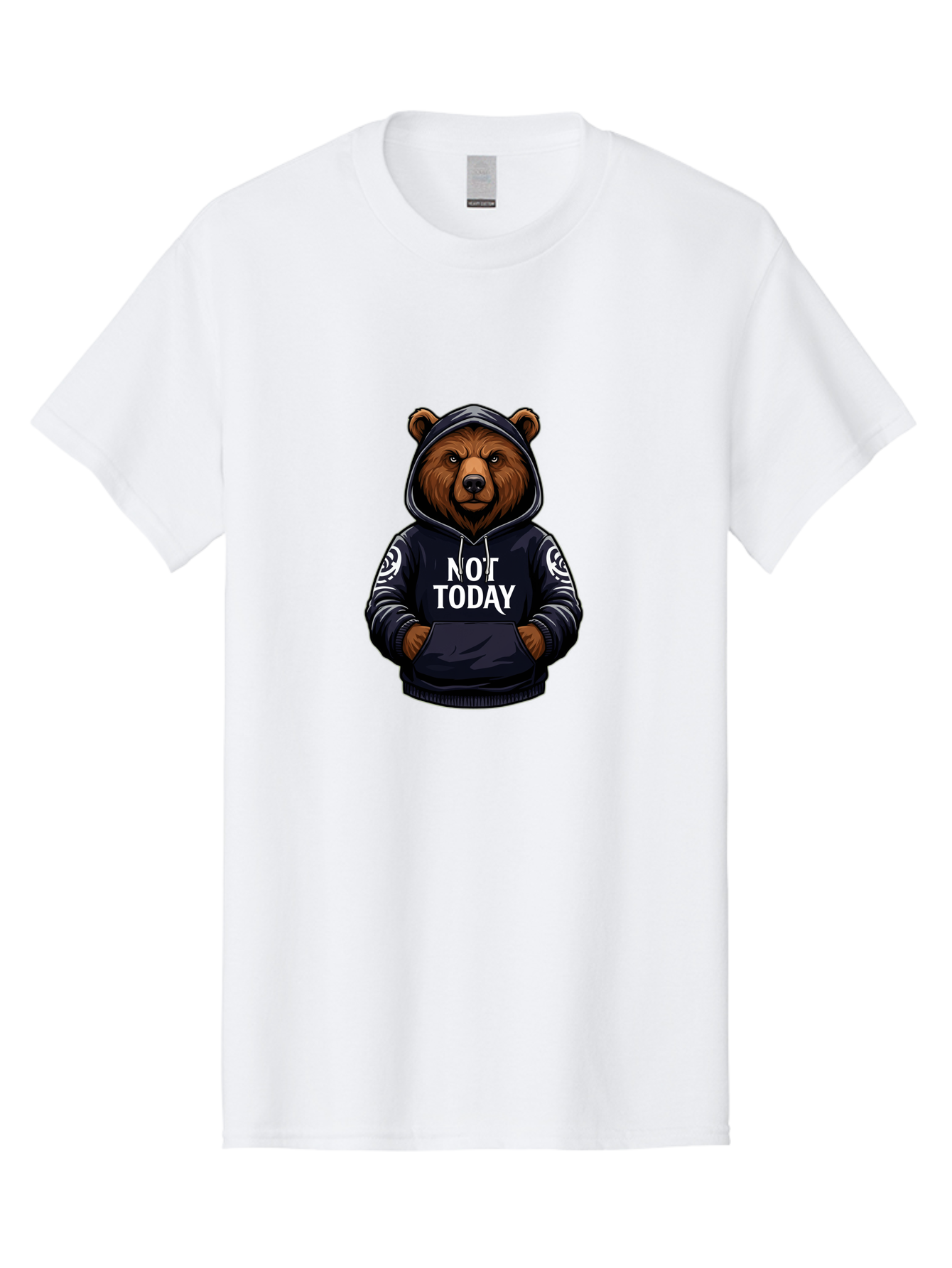 Not-Today-Bear-12 Men'S Graphic Tee, 100% Cotton, Comfortable Casual Summer Wear, Machine Washable, Vintage Camera, Old Camera, Antique Camera, Black Camera, Classic Photography, Photography Equipment, Nostalgic Device, Film Camera, Camera Art Bak960