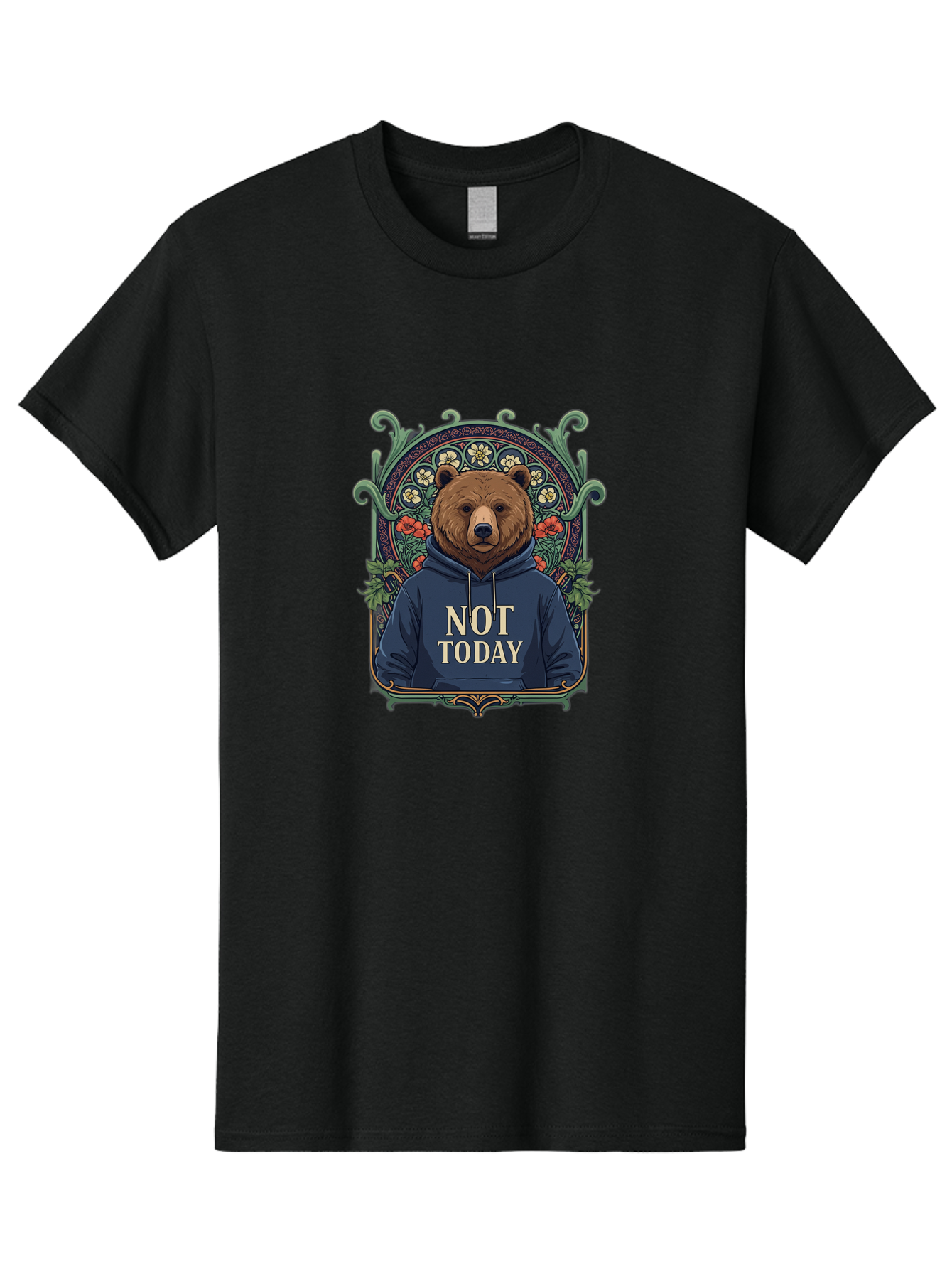 Not-Today-Bear-13 Men'S Graphic Tee, 100% Cotton, Comfortable Casual Summer Wear, Machine Washable, Vintage Camera, Old Camera, Antique Camera, Black Camera, Classic Photography, Photography Equipment, Nostalgic Device, Film Camera, Camera Art Bak961