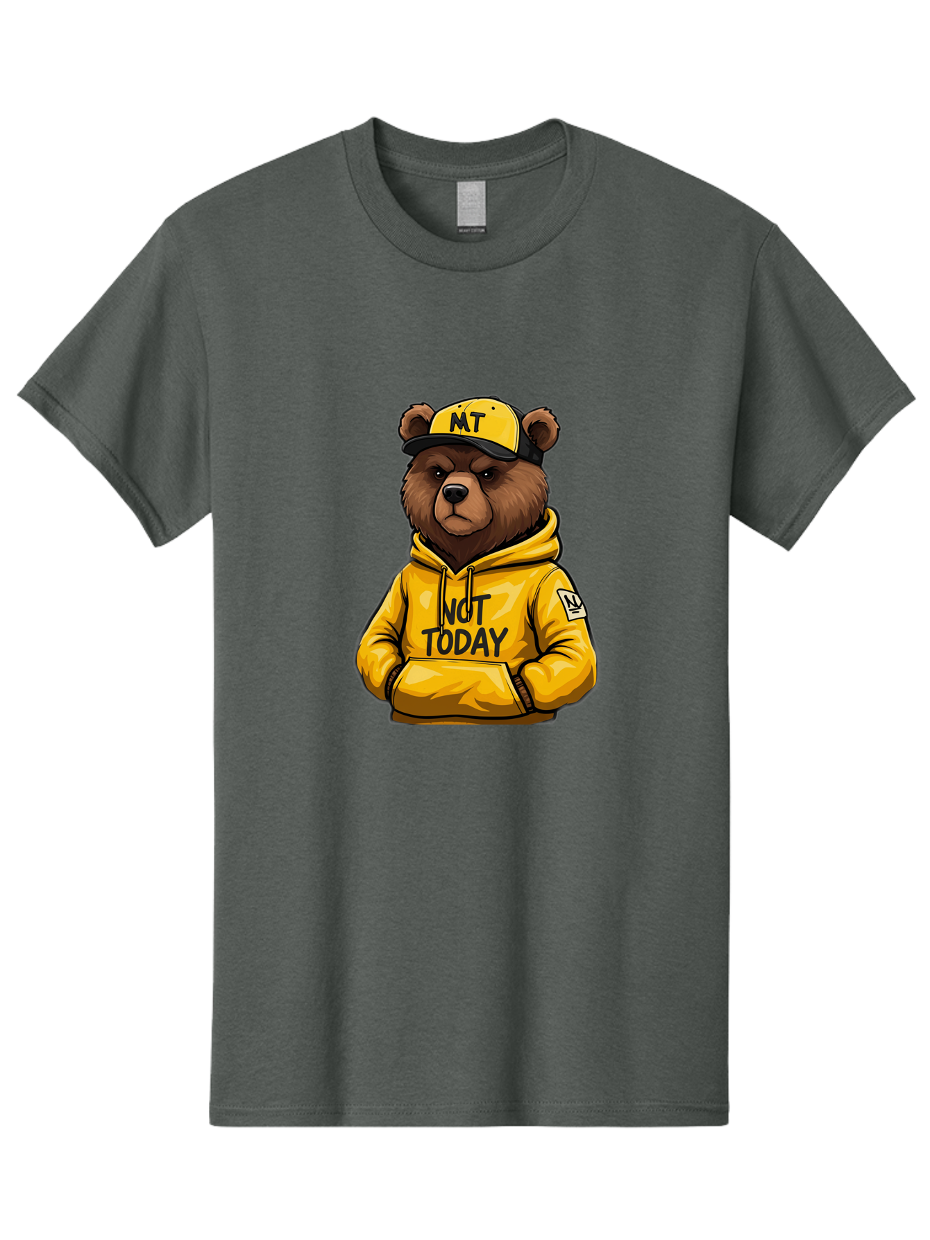 Not-Today-Bear-3 Men'S Graphic Tee, 100% Cotton, Comfortable Casual Summer Wear, Machine Washable, Vintage Camera, Old Camera, Antique Camera, Black Camera, Classic Photography, Photography Equipment, Nostalgic Device, Film Camera, Camera Art Bak964