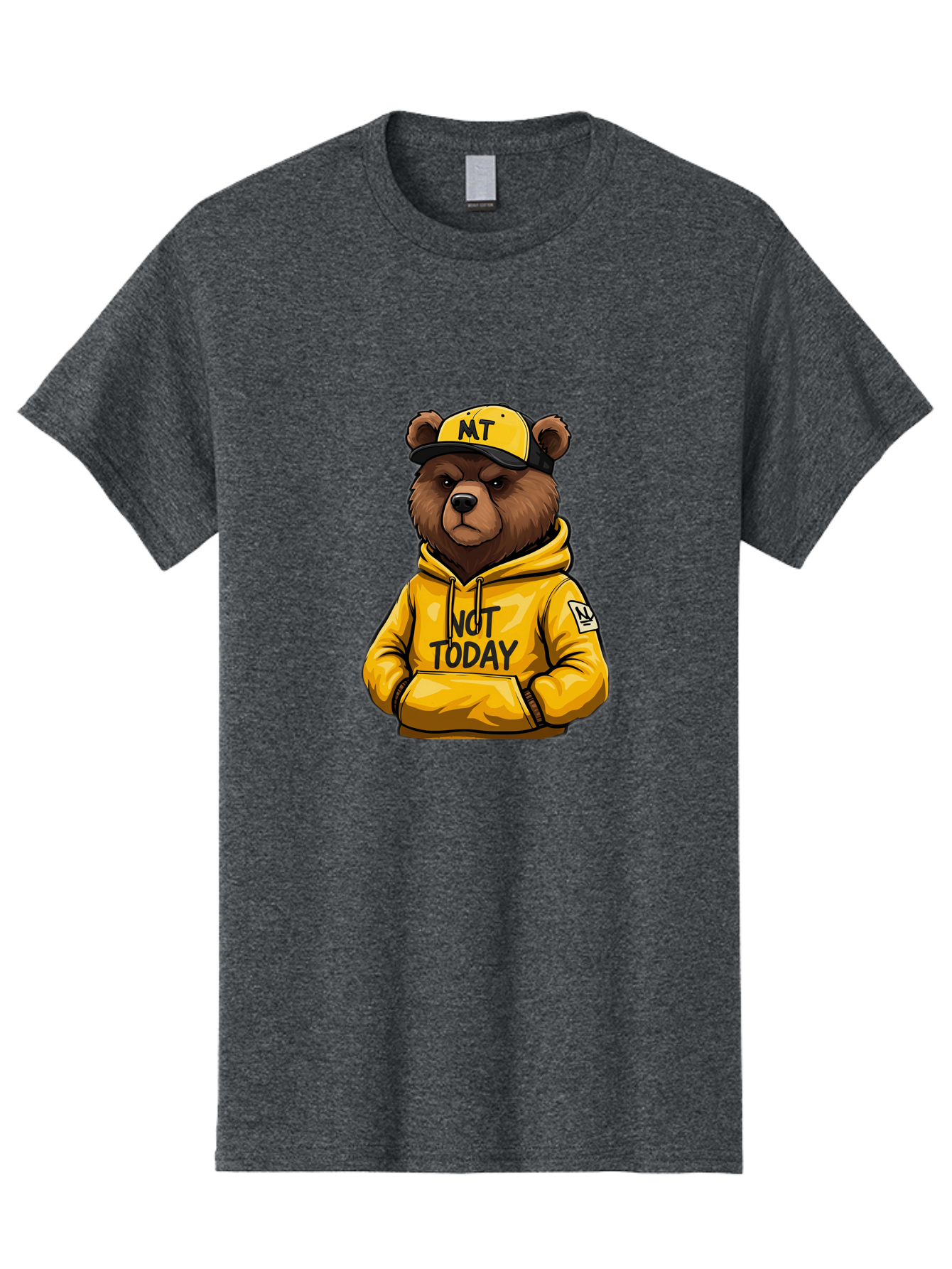 Not-Today-Bear-3 Men'S Graphic Tee, 100% Cotton, Comfortable Casual Summer Wear, Machine Washable, Vintage Camera, Old Camera, Antique Camera, Black Camera, Classic Photography, Photography Equipment, Nostalgic Device, Film Camera, Camera Art Bak964