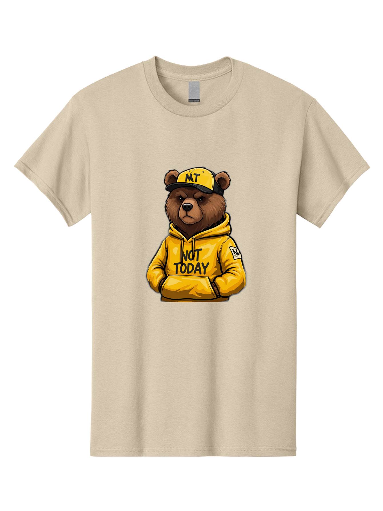 Not-Today-Bear-3 Men'S Graphic Tee, 100% Cotton, Comfortable Casual Summer Wear, Machine Washable, Vintage Camera, Old Camera, Antique Camera, Black Camera, Classic Photography, Photography Equipment, Nostalgic Device, Film Camera, Camera Art Bak964