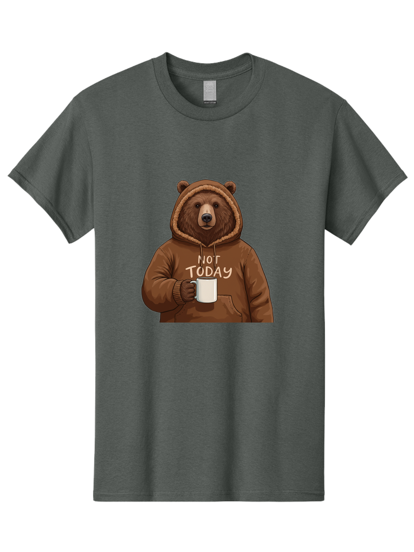 Not-Today-Bear-4 Men'S Graphic Tee, 100% Cotton, Comfortable Casual Summer Wear, Machine Washable, Vintage Camera, Old Camera, Antique Camera, Black Camera, Classic Photography, Photography Equipment, Nostalgic Device, Film Camera, Camera Art Bak965
