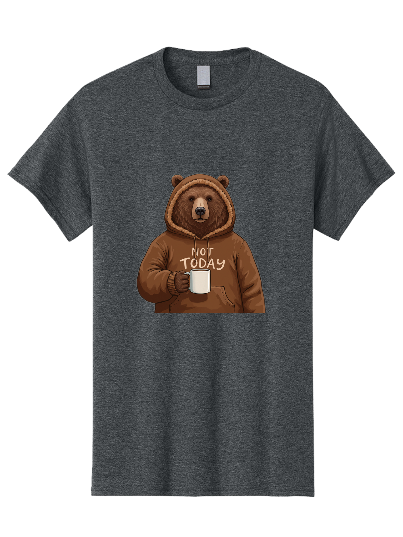 Not-Today-Bear-4 Men'S Graphic Tee, 100% Cotton, Comfortable Casual Summer Wear, Machine Washable, Vintage Camera, Old Camera, Antique Camera, Black Camera, Classic Photography, Photography Equipment, Nostalgic Device, Film Camera, Camera Art Bak965