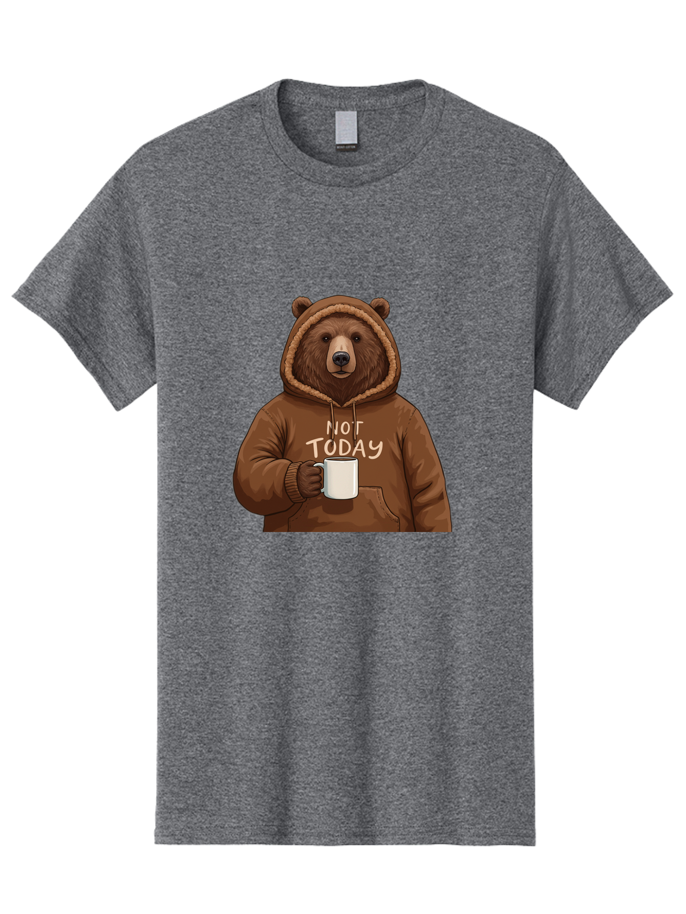 Not-Today-Bear-4 Men'S Graphic Tee, 100% Cotton, Comfortable Casual Summer Wear, Machine Washable, Vintage Camera, Old Camera, Antique Camera, Black Camera, Classic Photography, Photography Equipment, Nostalgic Device, Film Camera, Camera Art Bak965