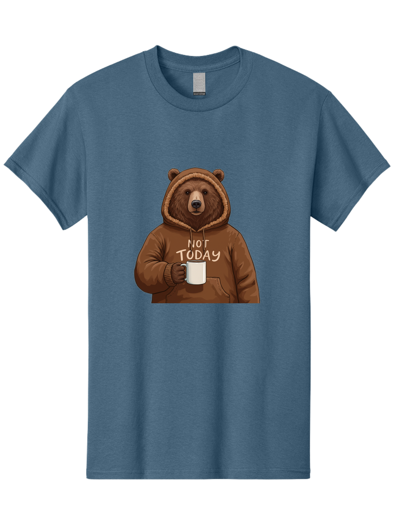Not-Today-Bear-4 Men'S Graphic Tee, 100% Cotton, Comfortable Casual Summer Wear, Machine Washable, Vintage Camera, Old Camera, Antique Camera, Black Camera, Classic Photography, Photography Equipment, Nostalgic Device, Film Camera, Camera Art Bak965