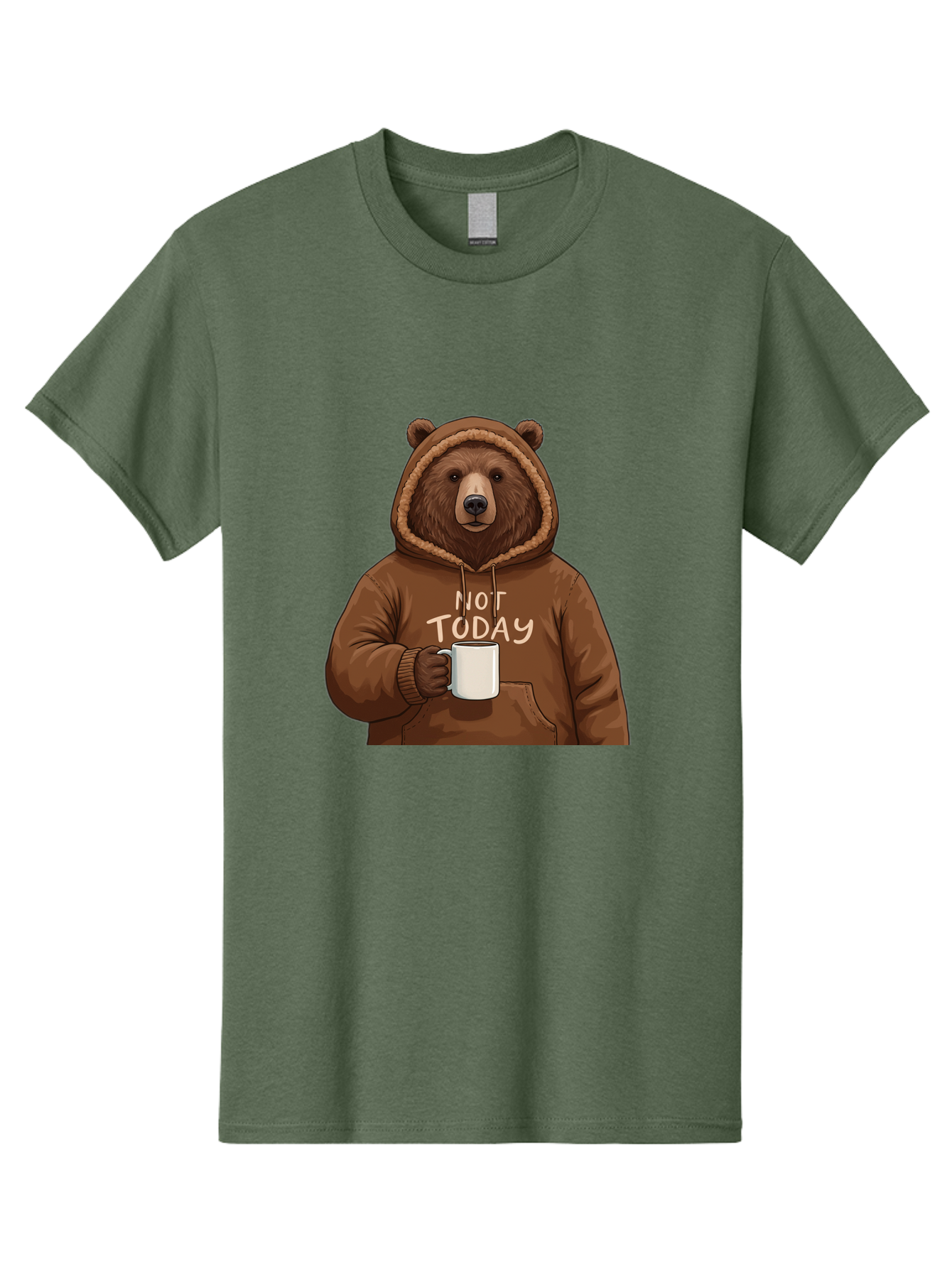 Not-Today-Bear-4 Men'S Graphic Tee, 100% Cotton, Comfortable Casual Summer Wear, Machine Washable, Vintage Camera, Old Camera, Antique Camera, Black Camera, Classic Photography, Photography Equipment, Nostalgic Device, Film Camera, Camera Art Bak965