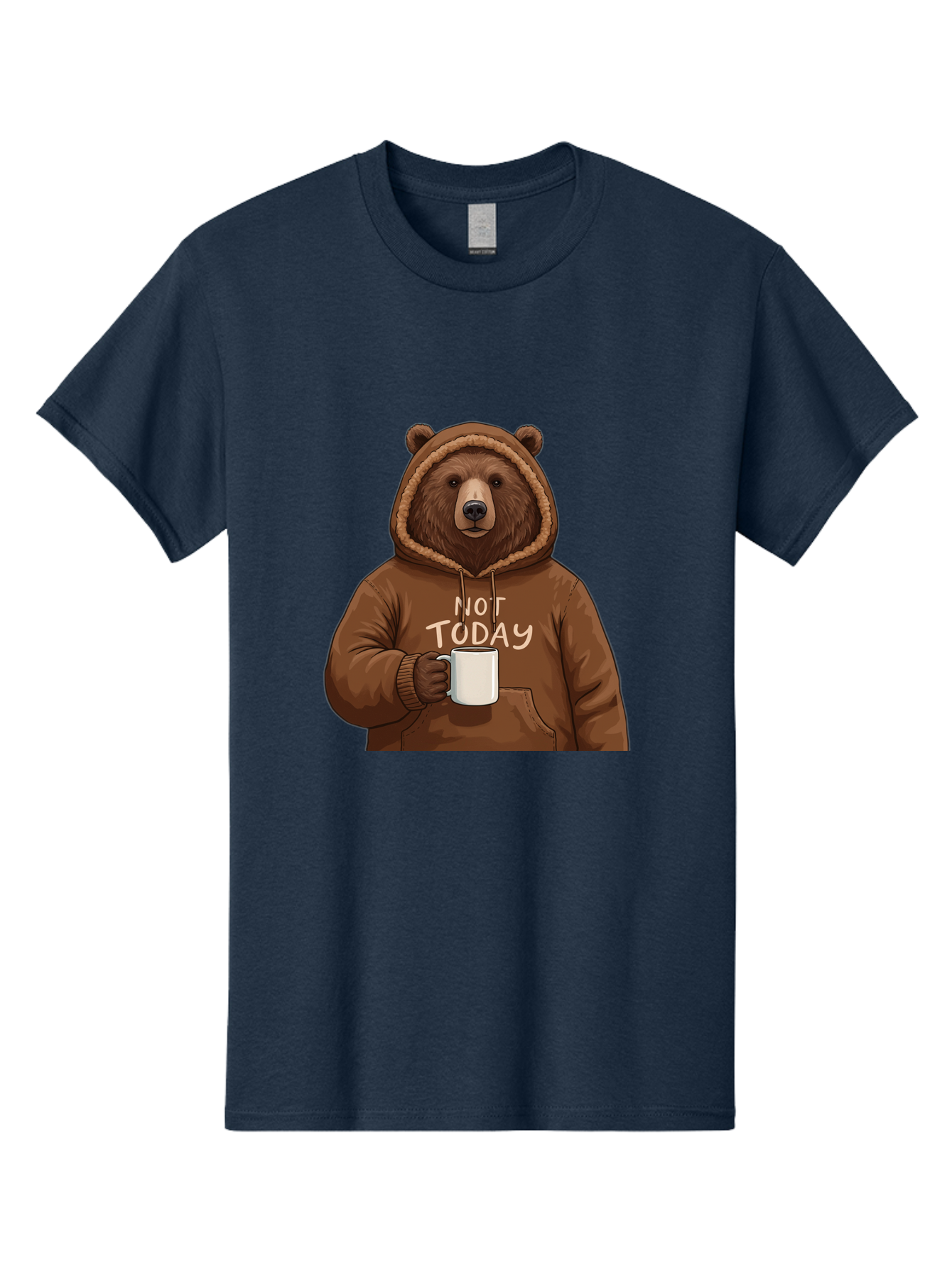 Not-Today-Bear-4 Men'S Graphic Tee, 100% Cotton, Comfortable Casual Summer Wear, Machine Washable, Vintage Camera, Old Camera, Antique Camera, Black Camera, Classic Photography, Photography Equipment, Nostalgic Device, Film Camera, Camera Art Bak965