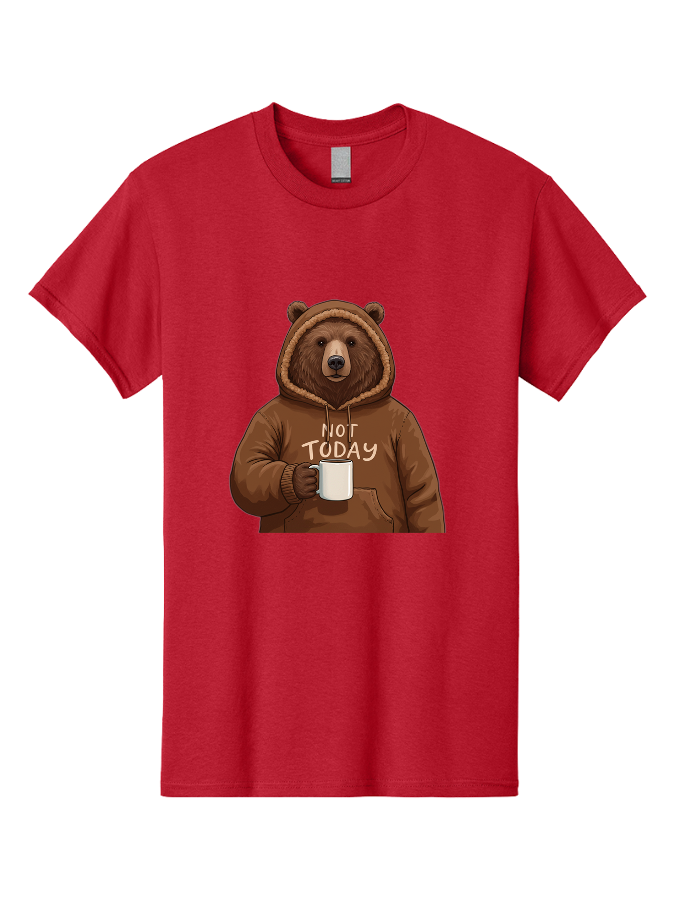 Not-Today-Bear-4 Men'S Graphic Tee, 100% Cotton, Comfortable Casual Summer Wear, Machine Washable, Vintage Camera, Old Camera, Antique Camera, Black Camera, Classic Photography, Photography Equipment, Nostalgic Device, Film Camera, Camera Art Bak965