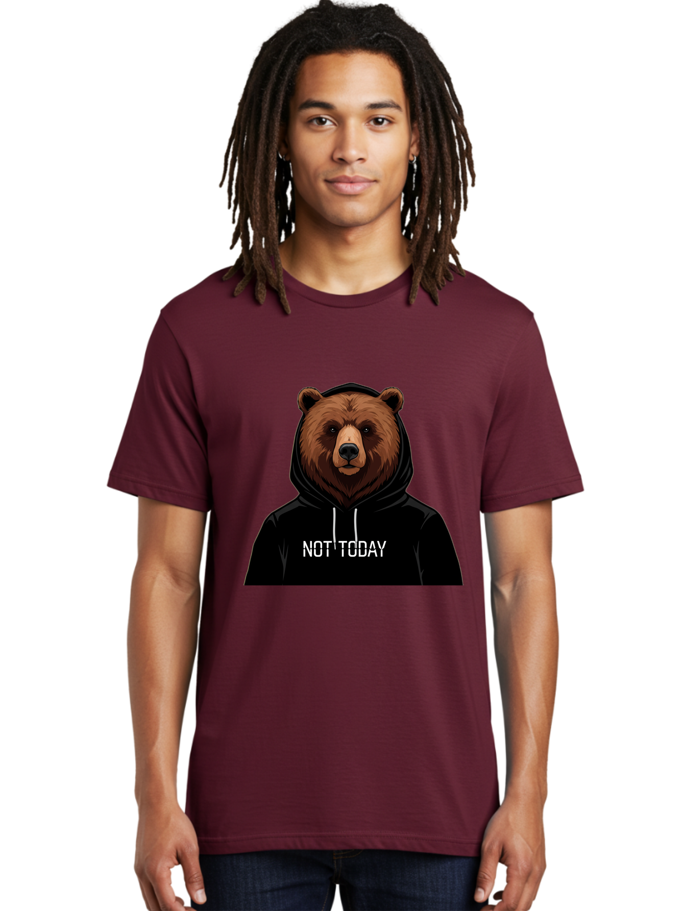 Not-Today-Bear-5 Men'S Graphic Tee, 100% Cotton, Comfortable Casual Summer Wear, Machine Washable, Vintage Camera, Old Camera, Antique Camera, Black Camera, Classic Photography, Photography Equipment, Nostalgic Device, Film Camera, Camera Art Bak966
