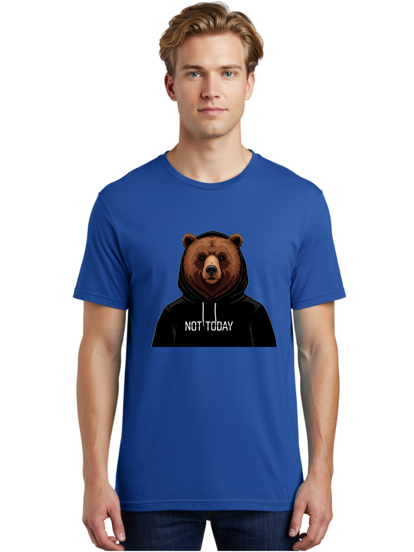 Not-Today-Bear-5 Men'S Graphic Tee, 100% Cotton, Comfortable Casual Summer Wear, Machine Washable, Vintage Camera, Old Camera, Antique Camera, Black Camera, Classic Photography, Photography Equipment, Nostalgic Device, Film Camera, Camera Art Bak966