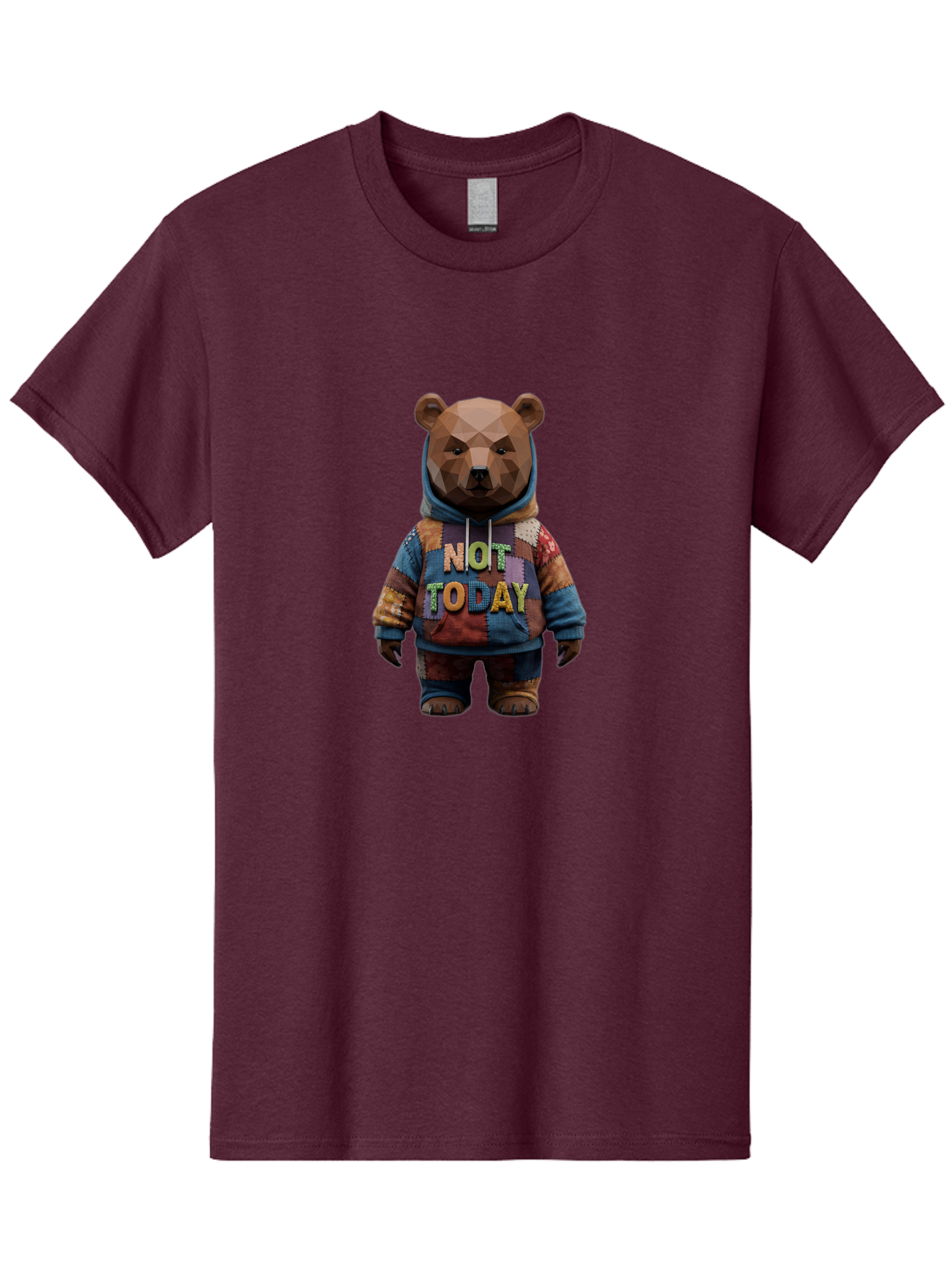 Not-Today-Bear-7 Men'S Graphic Tee, 100% Cotton, Comfortable Casual Summer Wear, Machine Washable, Vintage Camera, Old Camera, Antique Camera, Black Camera, Classic Photography, Photography Equipment, Nostalgic Device, Film Camera, Camera Art Bak968