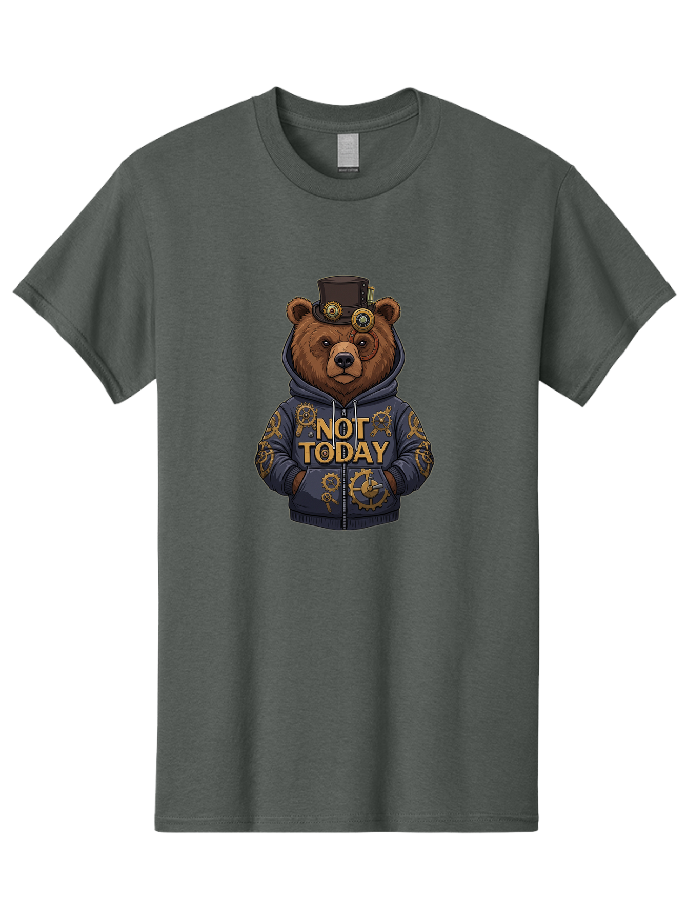 Not-Today-Bear-9 Men'S Graphic Tee, 100% Cotton, Comfortable Casual Summer Wear, Machine Washable, Vintage Camera, Old Camera, Antique Camera, Black Camera, Classic Photography, Photography Equipment, Nostalgic Device, Film Camera, Camera Art Bak970