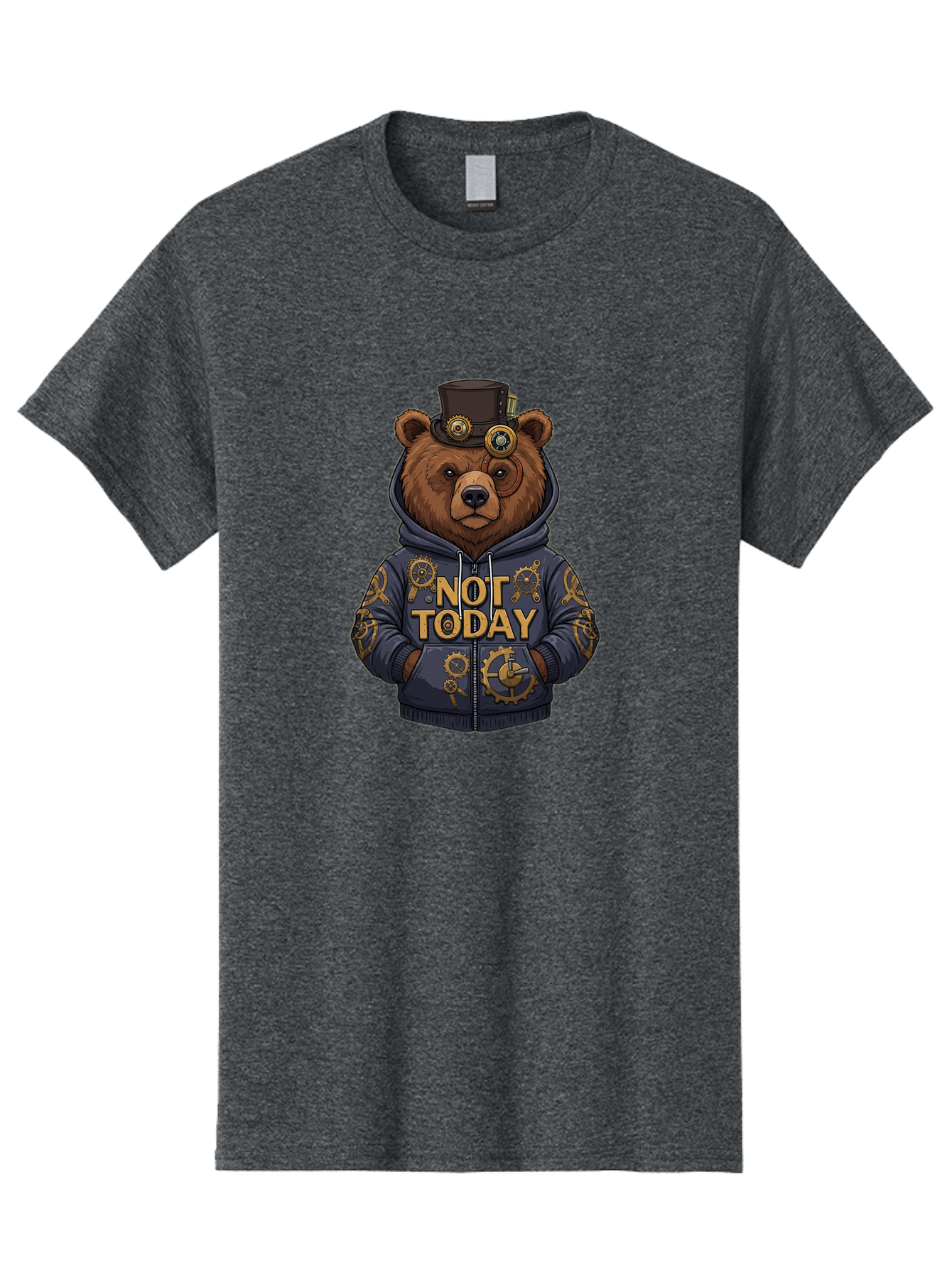 Not-Today-Bear-9 Men'S Graphic Tee, 100% Cotton, Comfortable Casual Summer Wear, Machine Washable, Vintage Camera, Old Camera, Antique Camera, Black Camera, Classic Photography, Photography Equipment, Nostalgic Device, Film Camera, Camera Art Bak970