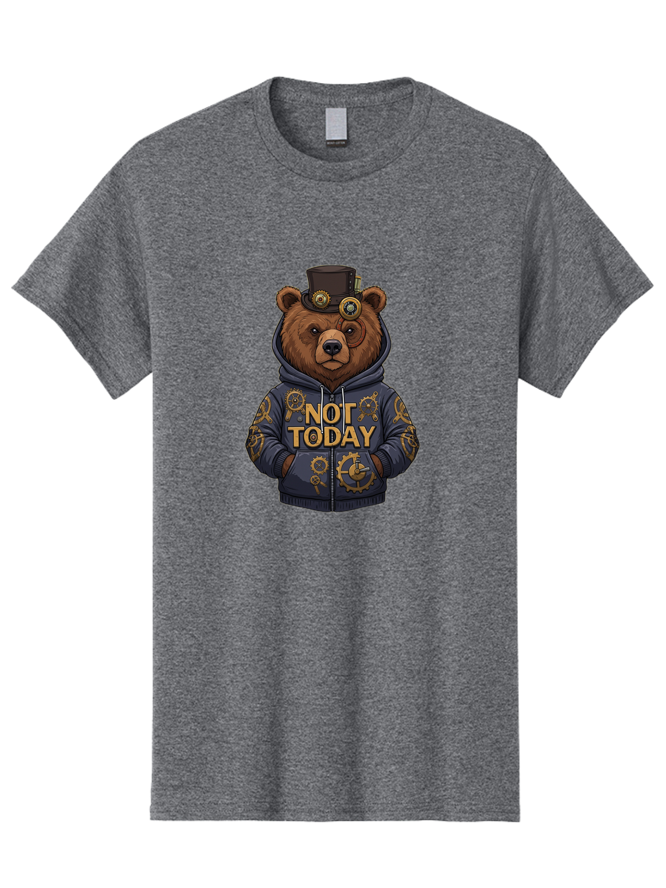Not-Today-Bear-9 Men'S Graphic Tee, 100% Cotton, Comfortable Casual Summer Wear, Machine Washable, Vintage Camera, Old Camera, Antique Camera, Black Camera, Classic Photography, Photography Equipment, Nostalgic Device, Film Camera, Camera Art Bak970