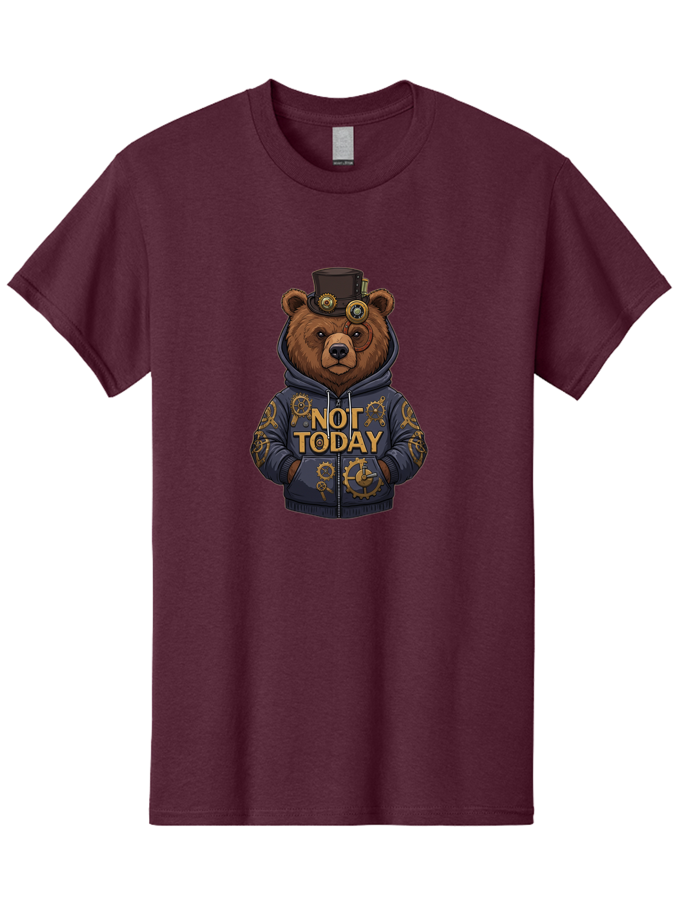 Not-Today-Bear-9 Men'S Graphic Tee, 100% Cotton, Comfortable Casual Summer Wear, Machine Washable, Vintage Camera, Old Camera, Antique Camera, Black Camera, Classic Photography, Photography Equipment, Nostalgic Device, Film Camera, Camera Art Bak970