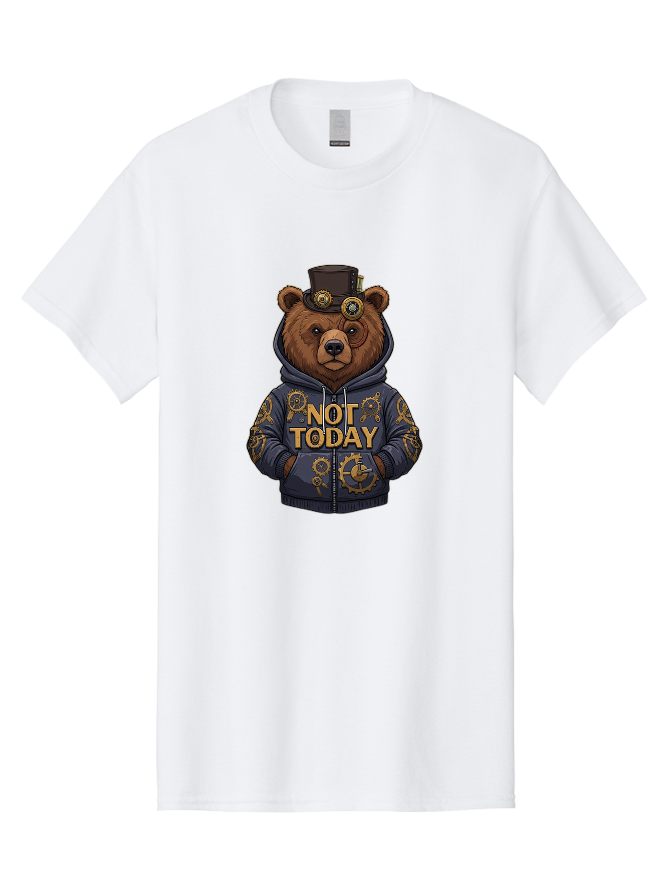 Not-Today-Bear-9 Men'S Graphic Tee, 100% Cotton, Comfortable Casual Summer Wear, Machine Washable, Vintage Camera, Old Camera, Antique Camera, Black Camera, Classic Photography, Photography Equipment, Nostalgic Device, Film Camera, Camera Art Bak970