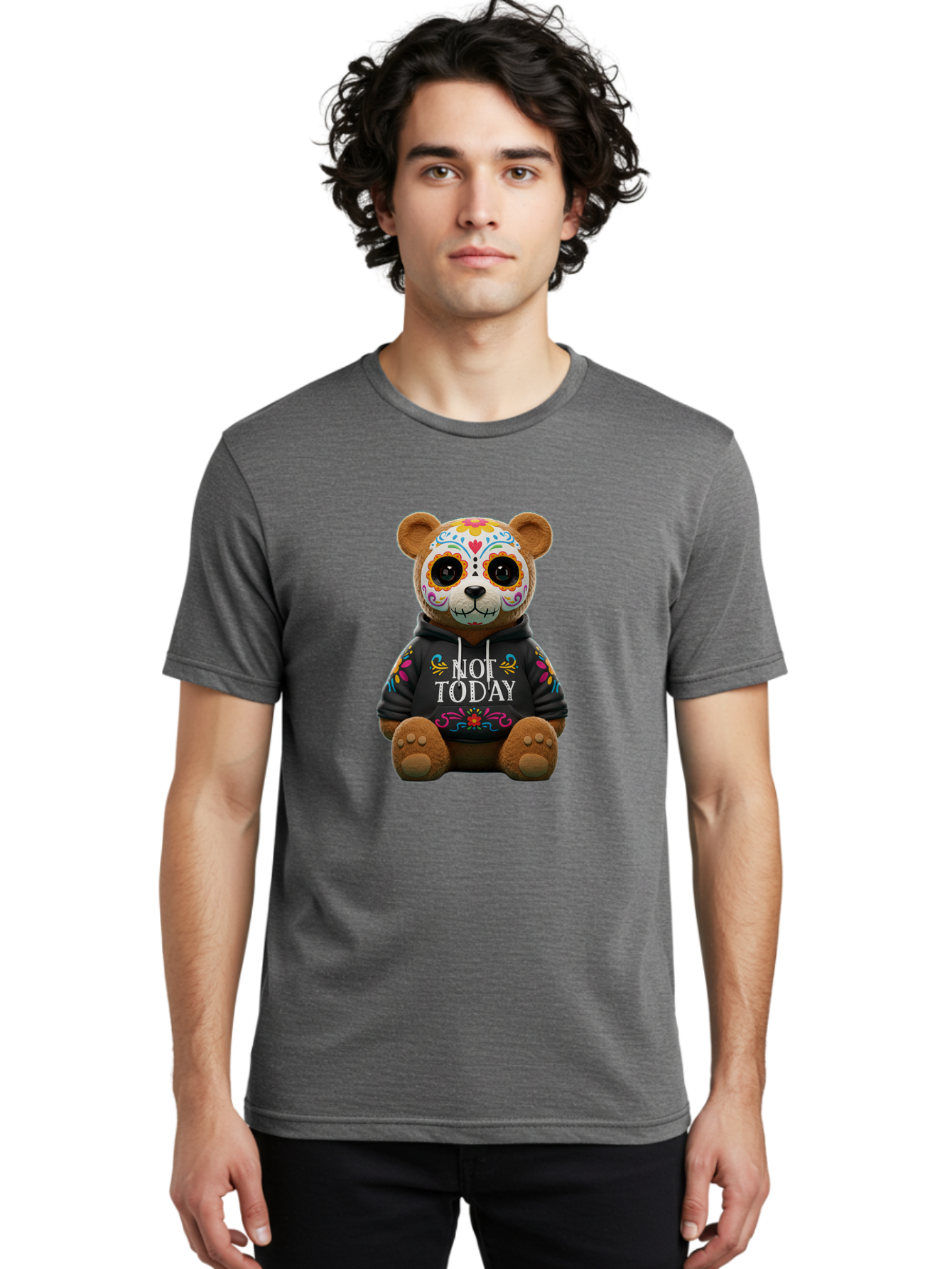 Not-Today-Teddy-Bear-1 Men'S Graphic Tee, 100% Cotton, Comfortable Casual Summer Wear, Machine Washable, Vintage Camera, Old Camera, Antique Camera, Black Camera, Classic Photography, Photography Equipment, Nostalgic Device, Film Camera, Bak972