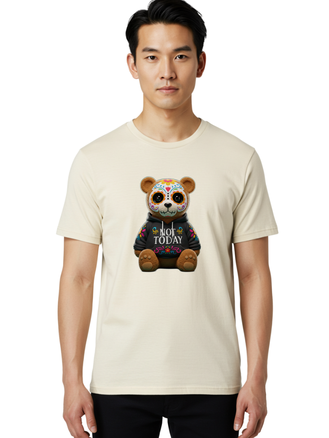 Not-Today-Teddy-Bear-1 Men'S Graphic Tee, 100% Cotton, Comfortable Casual Summer Wear, Machine Washable, Vintage Camera, Old Camera, Antique Camera, Black Camera, Classic Photography, Photography Equipment, Nostalgic Device, Film Camera, Bak972