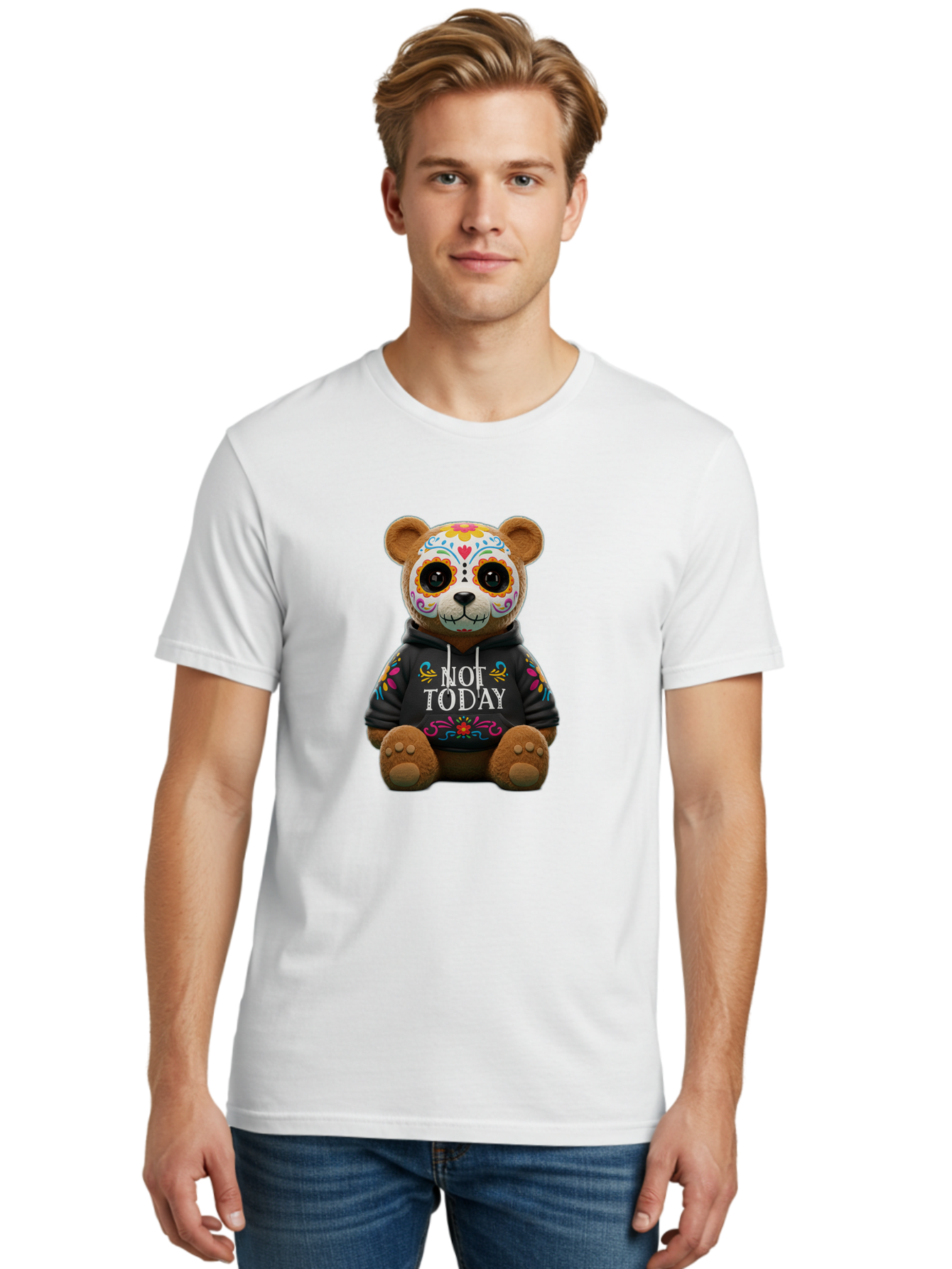 Not-Today-Teddy-Bear-1 Men'S Graphic Tee, 100% Cotton, Comfortable Casual Summer Wear, Machine Washable, Vintage Camera, Old Camera, Antique Camera, Black Camera, Classic Photography, Photography Equipment, Nostalgic Device, Film Camera, Bak972