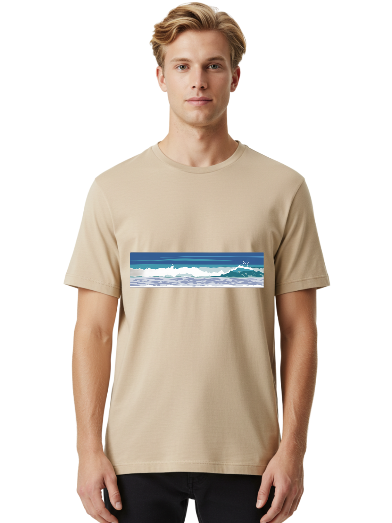 Ocean-Waves-1 Men'S Graphic Tee, 100% Cotton, Comfortable Casual Summer Wear, Machine Washable, Vintage Camera, Old Camera, Antique Camera, Black Camera, Classic Photography, Photography Equipment, Nostalgic Device, Film Camera, Camera Art Bak986