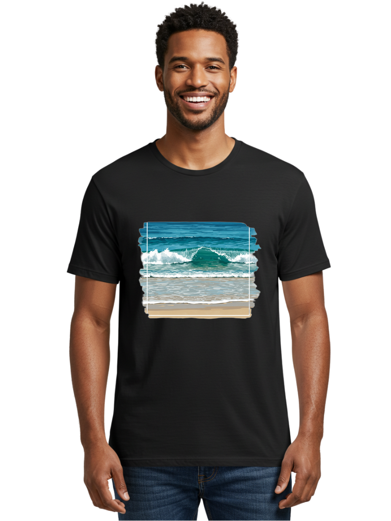 Ocean-Waves-2 Men'S Graphic Tee, 100% Cotton, Comfortable Casual Summer Wear, Machine Washable, Vintage Camera, Old Camera, Antique Camera, Black Camera, Classic Photography, Photography Equipment, Nostalgic Device, Film Camera, Camera Art Bak987