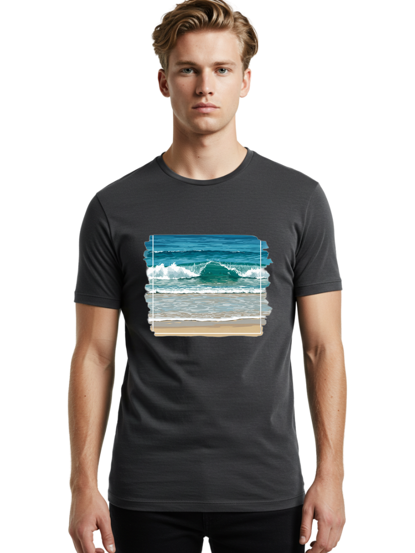 Ocean-Waves-2 Men'S Graphic Tee, 100% Cotton, Comfortable Casual Summer Wear, Machine Washable, Vintage Camera, Old Camera, Antique Camera, Black Camera, Classic Photography, Photography Equipment, Nostalgic Device, Film Camera, Camera Art Bak987