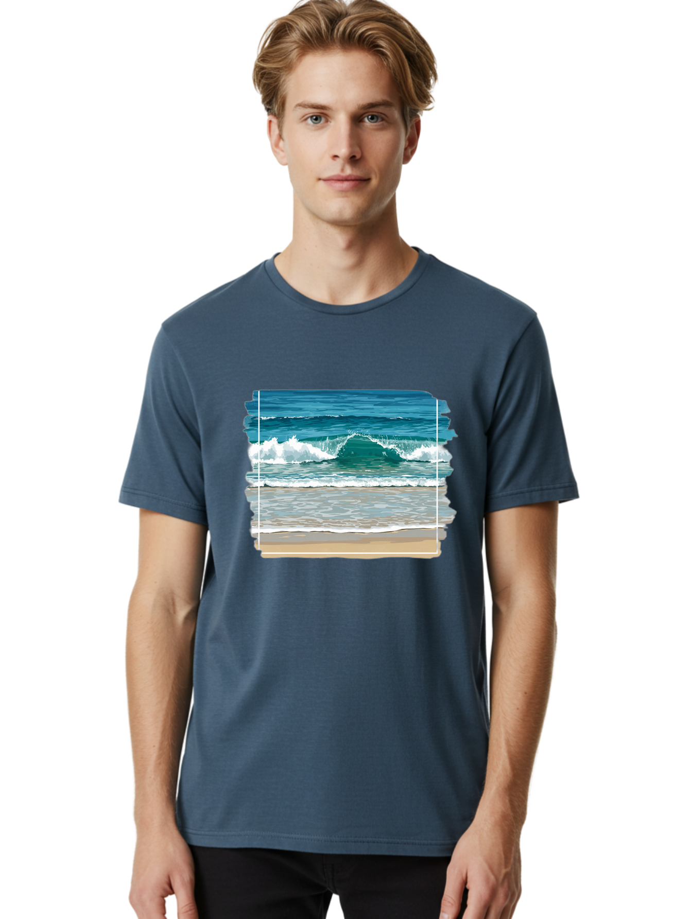 Ocean-Waves-2 Men'S Graphic Tee, 100% Cotton, Comfortable Casual Summer Wear, Machine Washable, Vintage Camera, Old Camera, Antique Camera, Black Camera, Classic Photography, Photography Equipment, Nostalgic Device, Film Camera, Camera Art Bak987