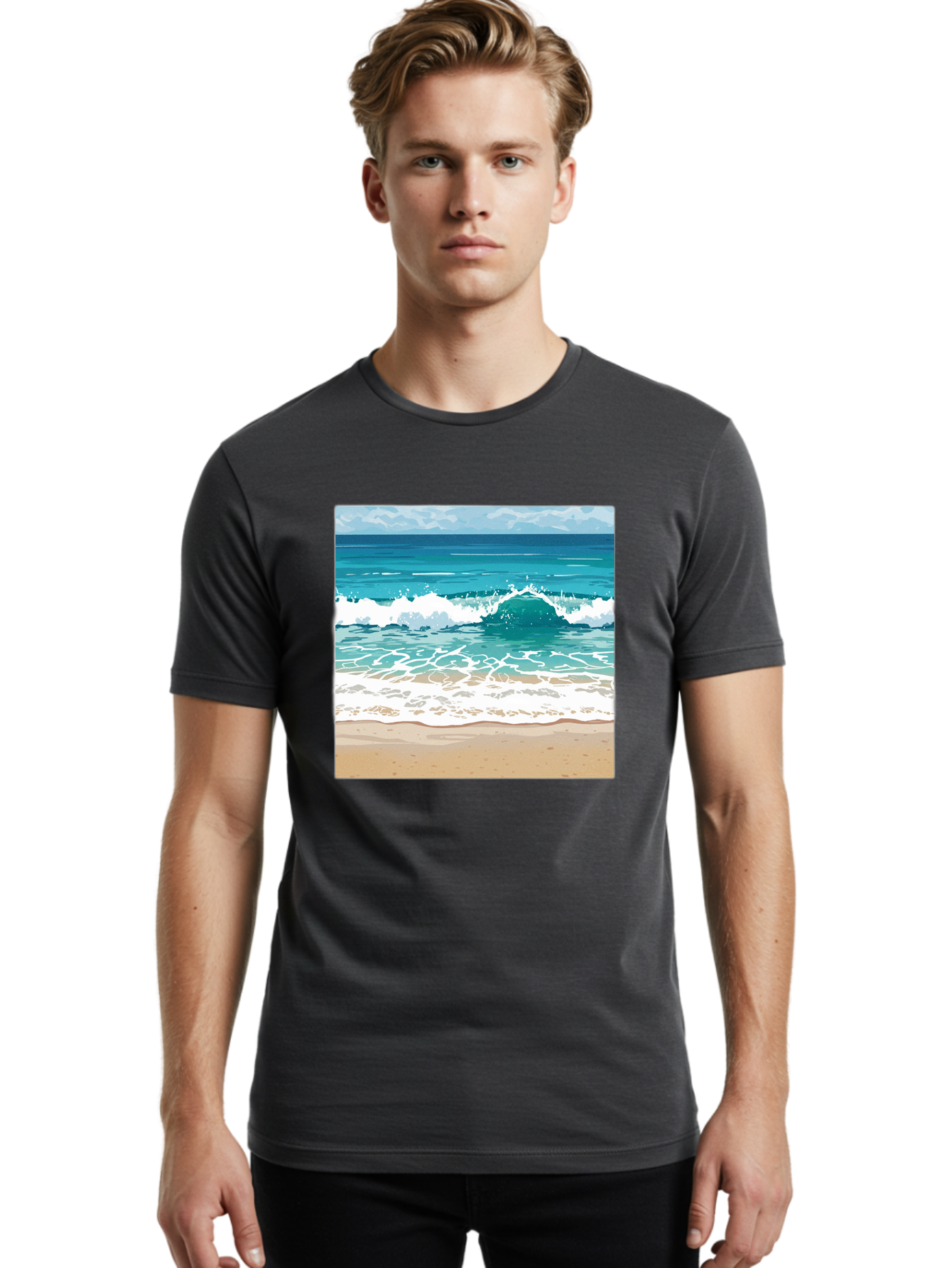 Ocean-Waves Men'S Graphic Tee, 100% Cotton, Comfortable Casual Summer Wear, Machine Washable, Vintage Camera, Old Camera, Antique Camera, Black Camera, Classic Photography, Photography Equipment, Nostalgic Device, Film Camera, Camera Art Bak988