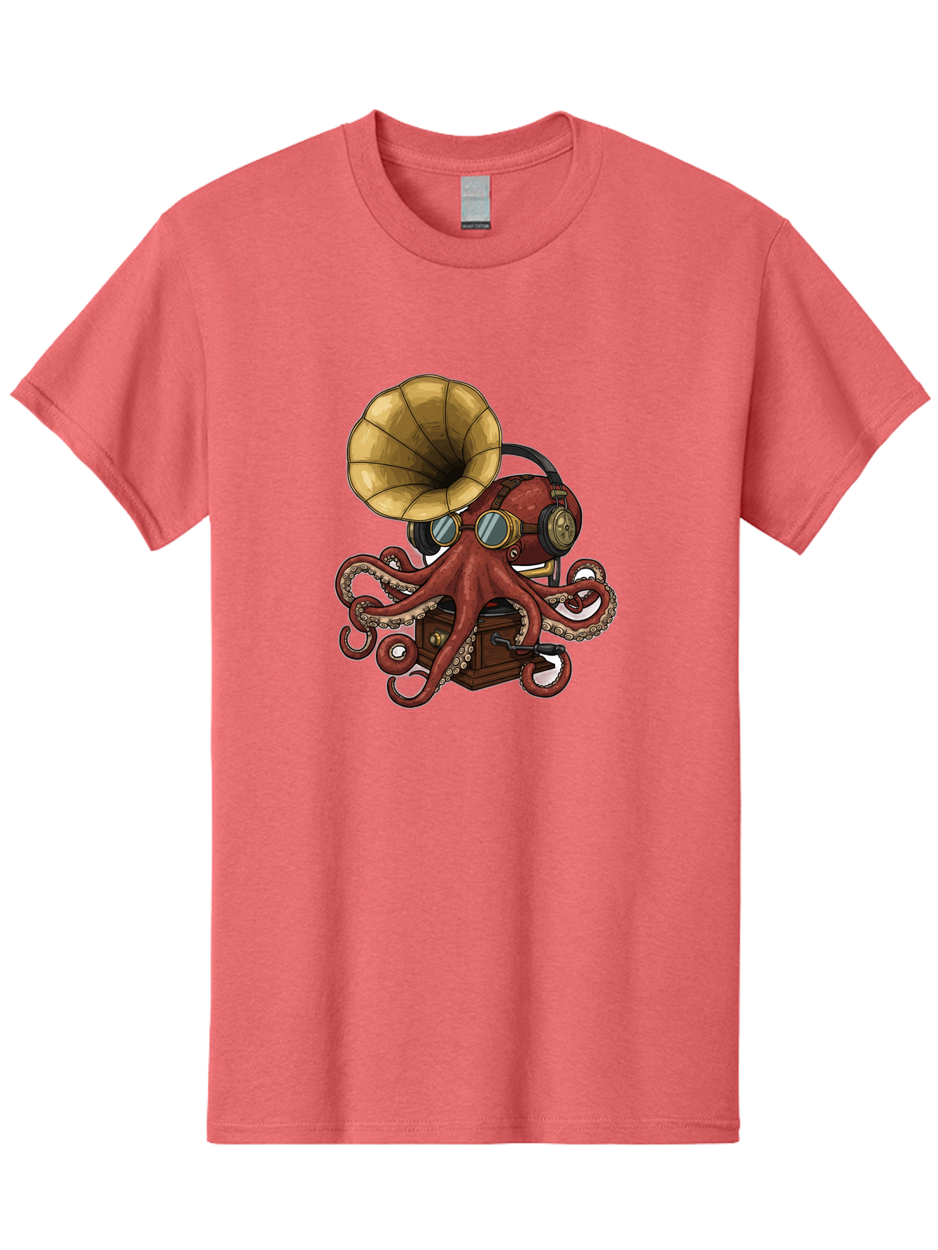 Octopus-Gramophone Men'S Graphic Tee, 100% Cotton, Comfortable Casual Summer Wear, Machine Washable, Vintage Camera, Old Camera, Antique Camera, Black Camera, Classic Photography, Photography Equipment, Nostalgic Device, Film Camera, Bak990