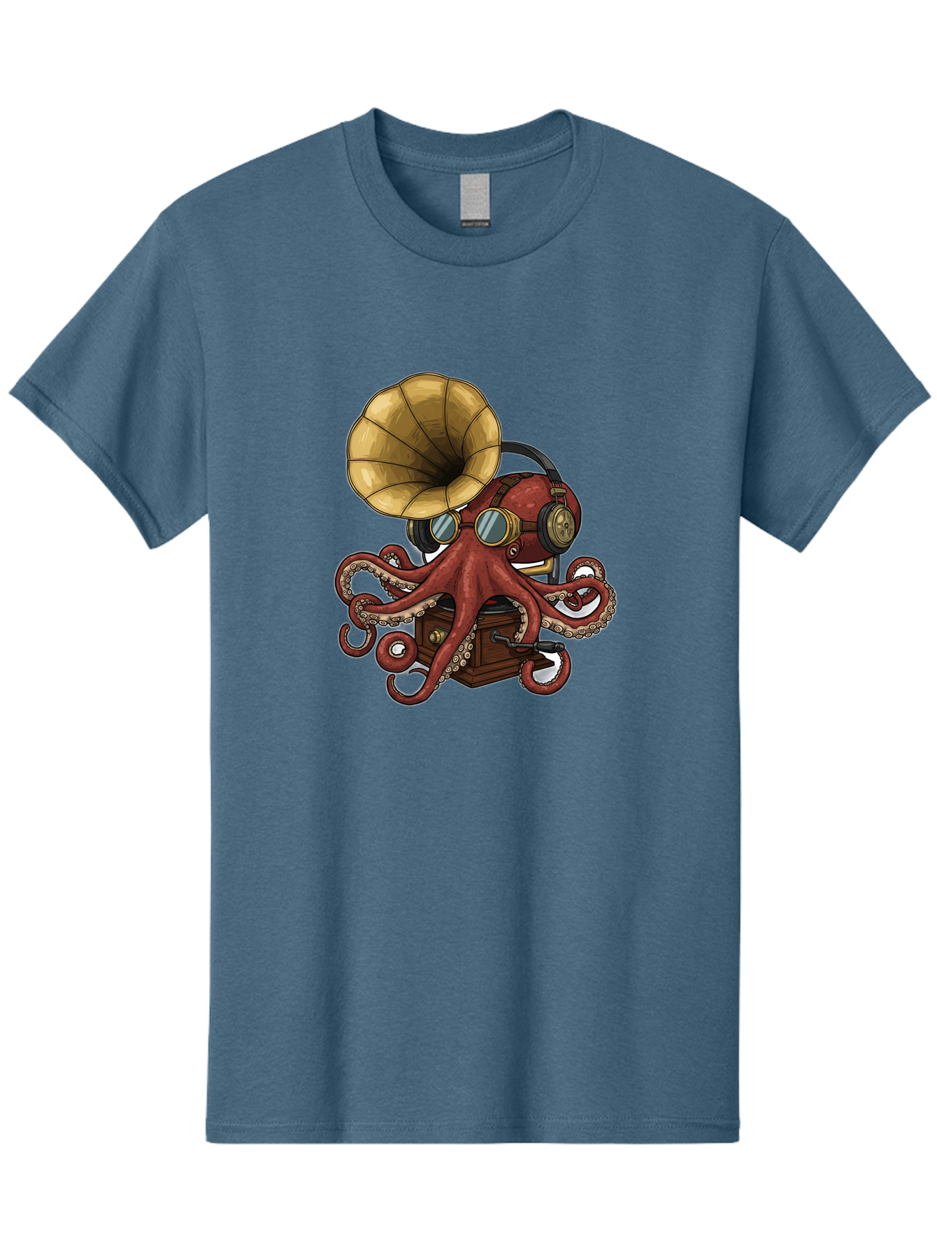 Octopus-Gramophone Men'S Graphic Tee, 100% Cotton, Comfortable Casual Summer Wear, Machine Washable, Vintage Camera, Old Camera, Antique Camera, Black Camera, Classic Photography, Photography Equipment, Nostalgic Device, Film Camera, Bak990