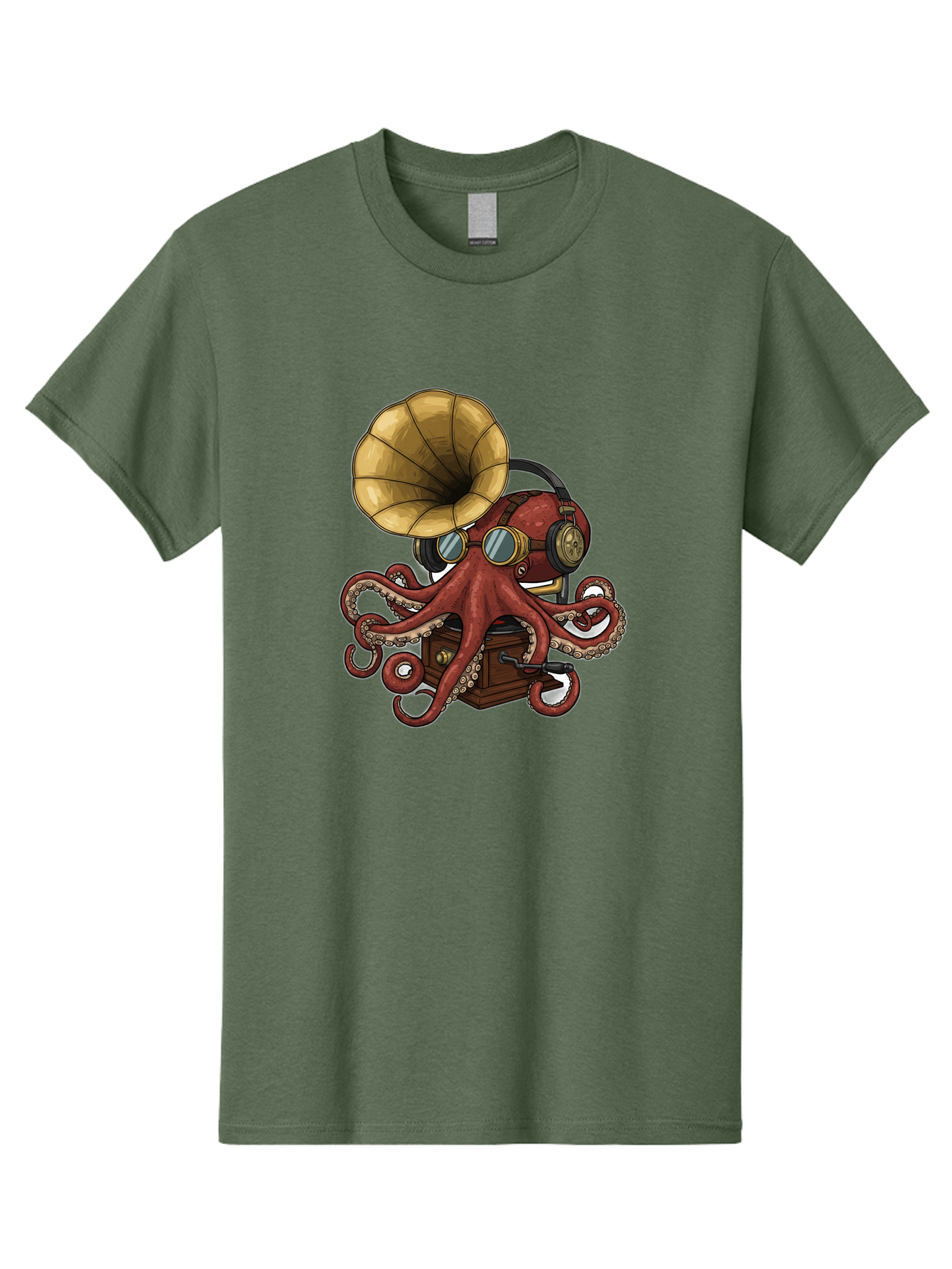 Octopus-Gramophone Men'S Graphic Tee, 100% Cotton, Comfortable Casual Summer Wear, Machine Washable, Vintage Camera, Old Camera, Antique Camera, Black Camera, Classic Photography, Photography Equipment, Nostalgic Device, Film Camera, Bak990
