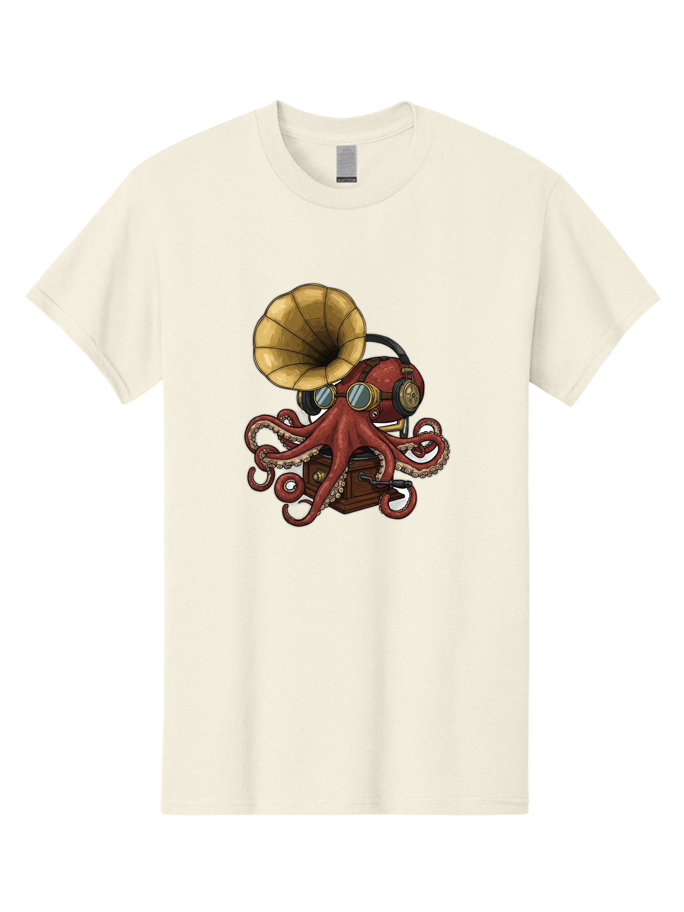 Octopus-Gramophone Men'S Graphic Tee, 100% Cotton, Comfortable Casual Summer Wear, Machine Washable, Vintage Camera, Old Camera, Antique Camera, Black Camera, Classic Photography, Photography Equipment, Nostalgic Device, Film Camera, Bak990