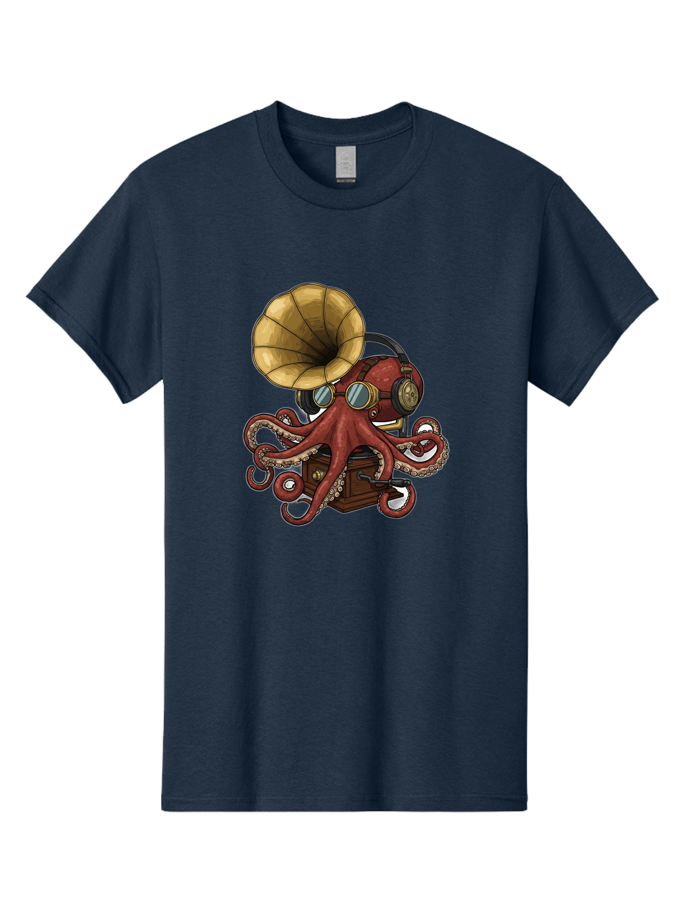 Octopus-Gramophone Men'S Graphic Tee, 100% Cotton, Comfortable Casual Summer Wear, Machine Washable, Vintage Camera, Old Camera, Antique Camera, Black Camera, Classic Photography, Photography Equipment, Nostalgic Device, Film Camera, Bak990