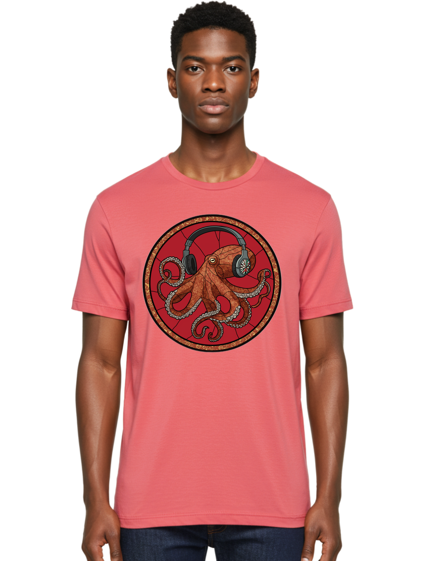 Octopus-Headphones Men'S Graphic Tee, 100% Cotton, Comfortable Casual Summer Wear, Machine Washable, Vintage Camera, Old Camera, Antique Camera, Black Camera, Classic Photography, Photography Equipment, Nostalgic Device, Film Camera, Bak991