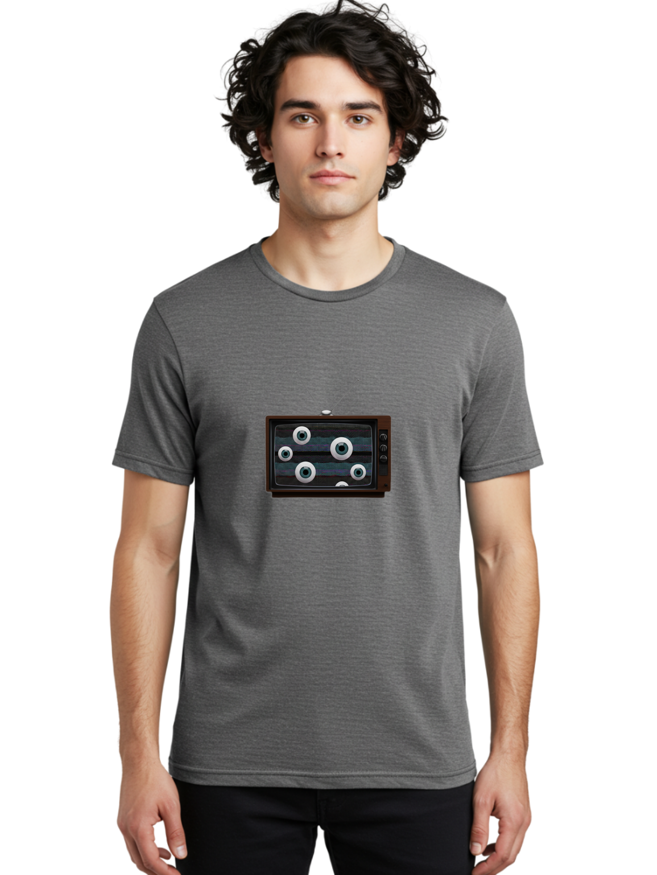 Old-Tv-Set Men'S Graphic Tee, 100% Cotton, Comfortable Casual Summer Wear, Machine Washable, Vintage Camera, Old Camera, Antique Camera, Black Camera, Classic Photography, Photography Equipment, Nostalgic Device, Film Camera, Camera Art Bak995