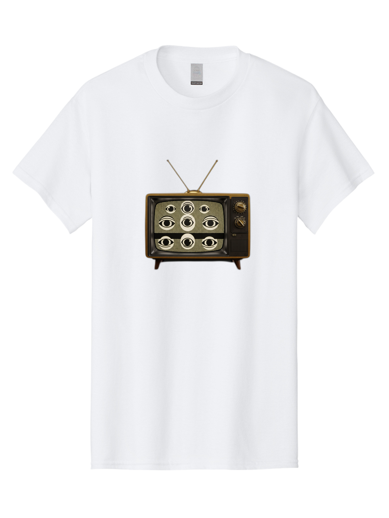Old-Tv-With-Eyes Men'S Graphic Tee, 100% Cotton, Comfortable Casual Summer Wear, Machine Washable, Vintage Camera, Old Camera, Antique Camera, Black Camera, Classic Photography, Photography Equipment, Nostalgic Device, Film Camera, Camera Art Bak997